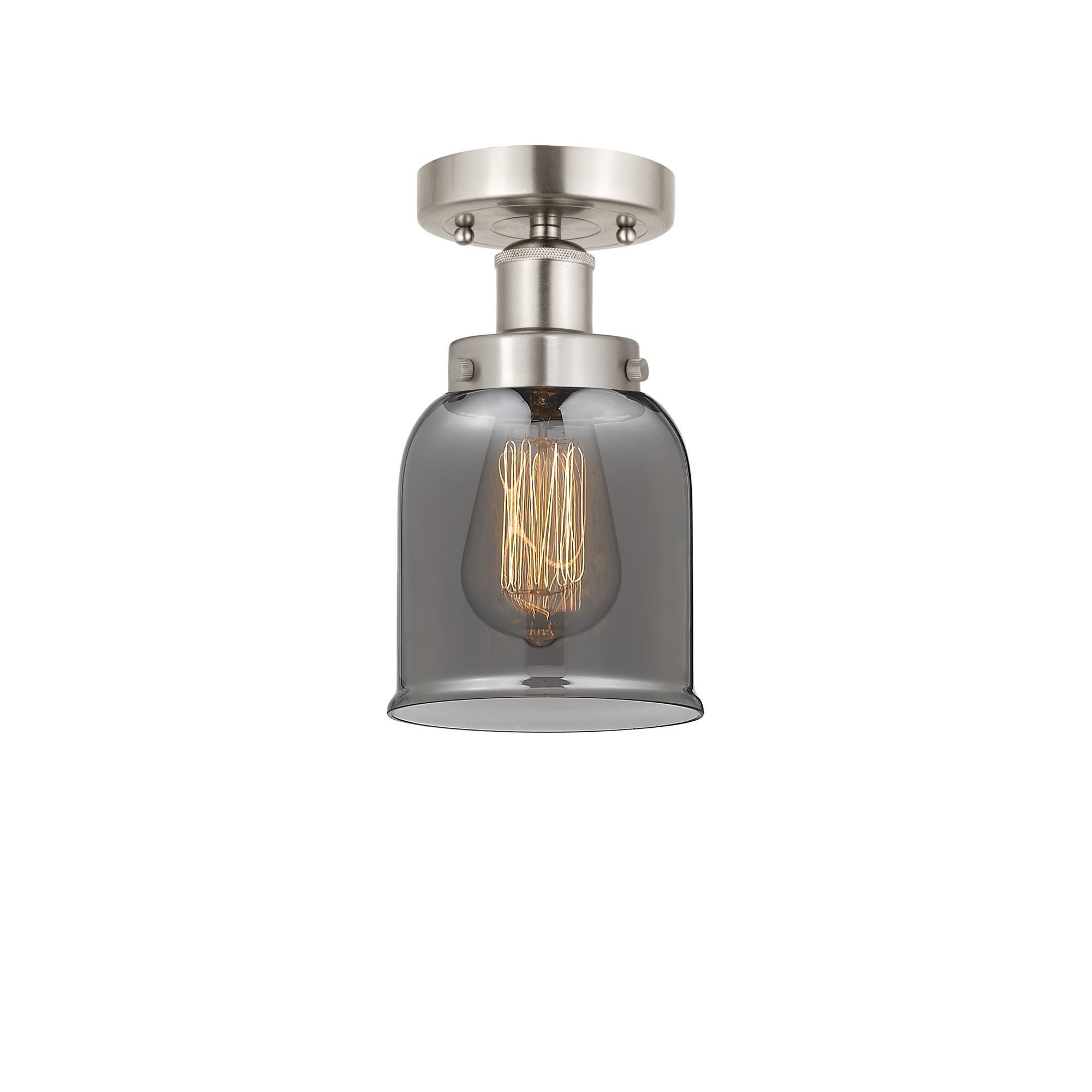Shown in Brushed Satin Nickel, Plated Smoke finish and Plated Smoke glass and Plated Smoke Glass shade