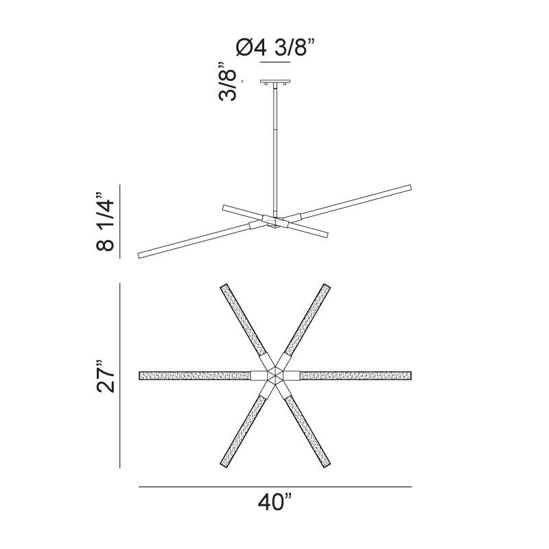 Asterisk 40 Inch 6 Light Linear Suspension Light by Matteo Lighting