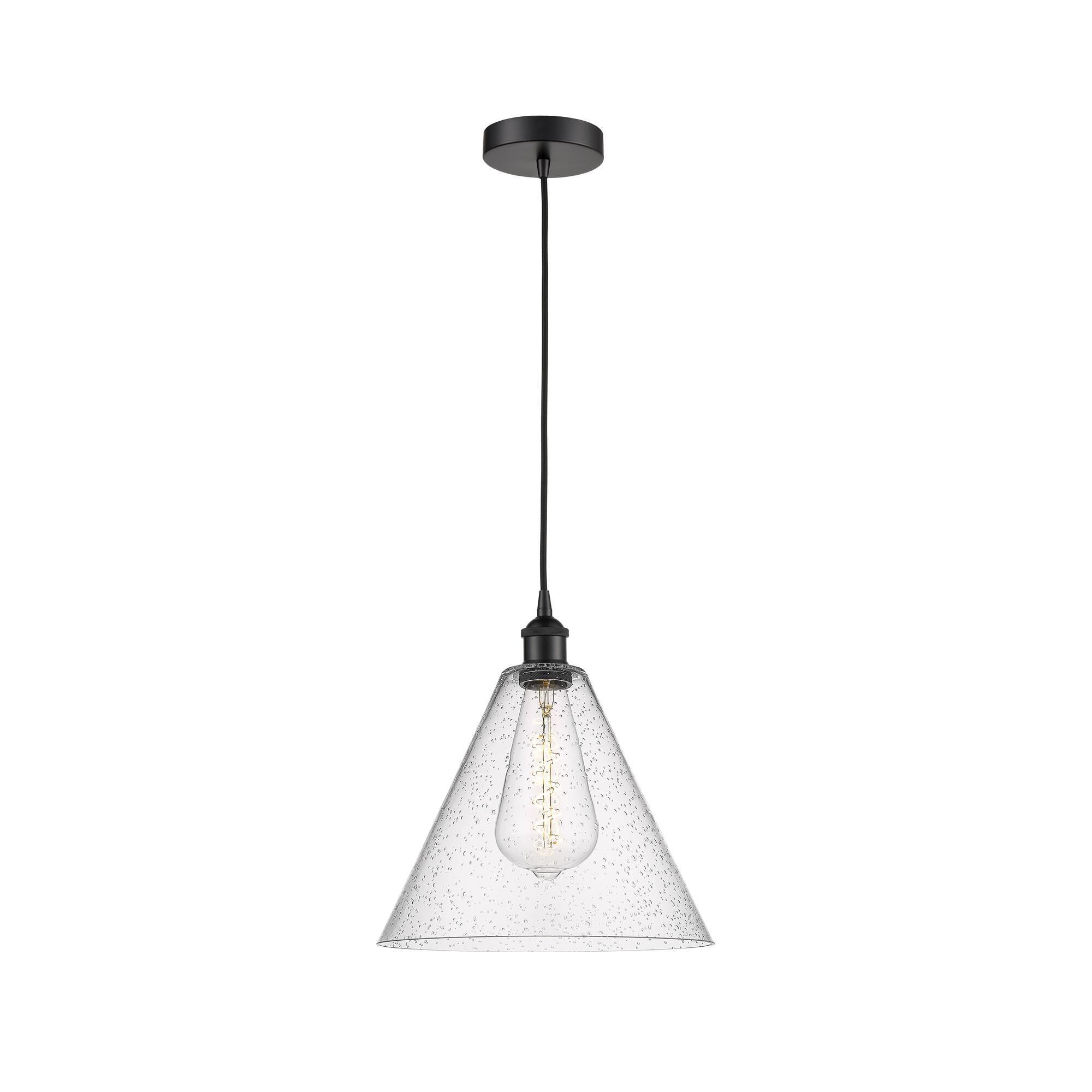 Shown in Matte Black finish and Seedy glass