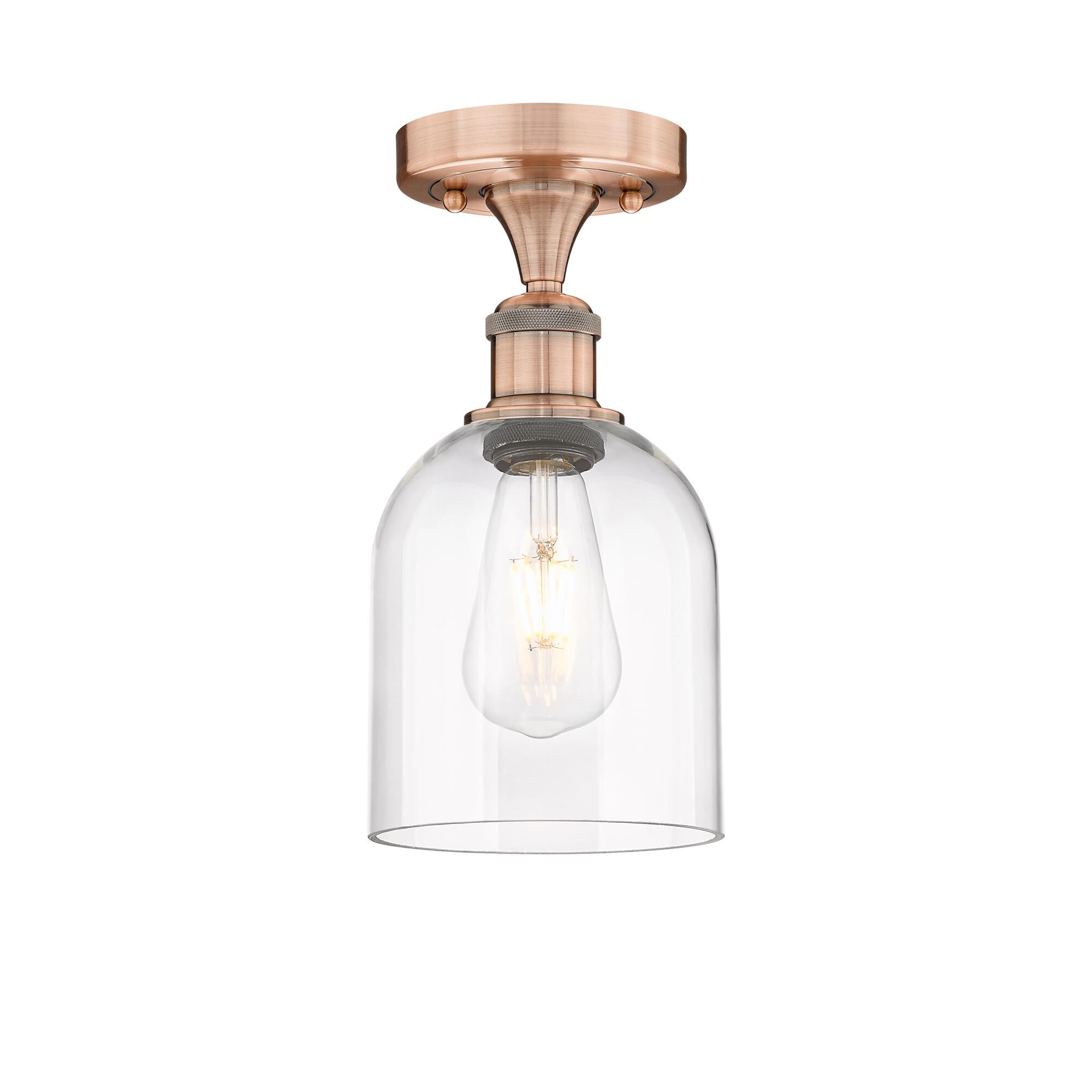 Shown in Antique Copper finish and Clear glass