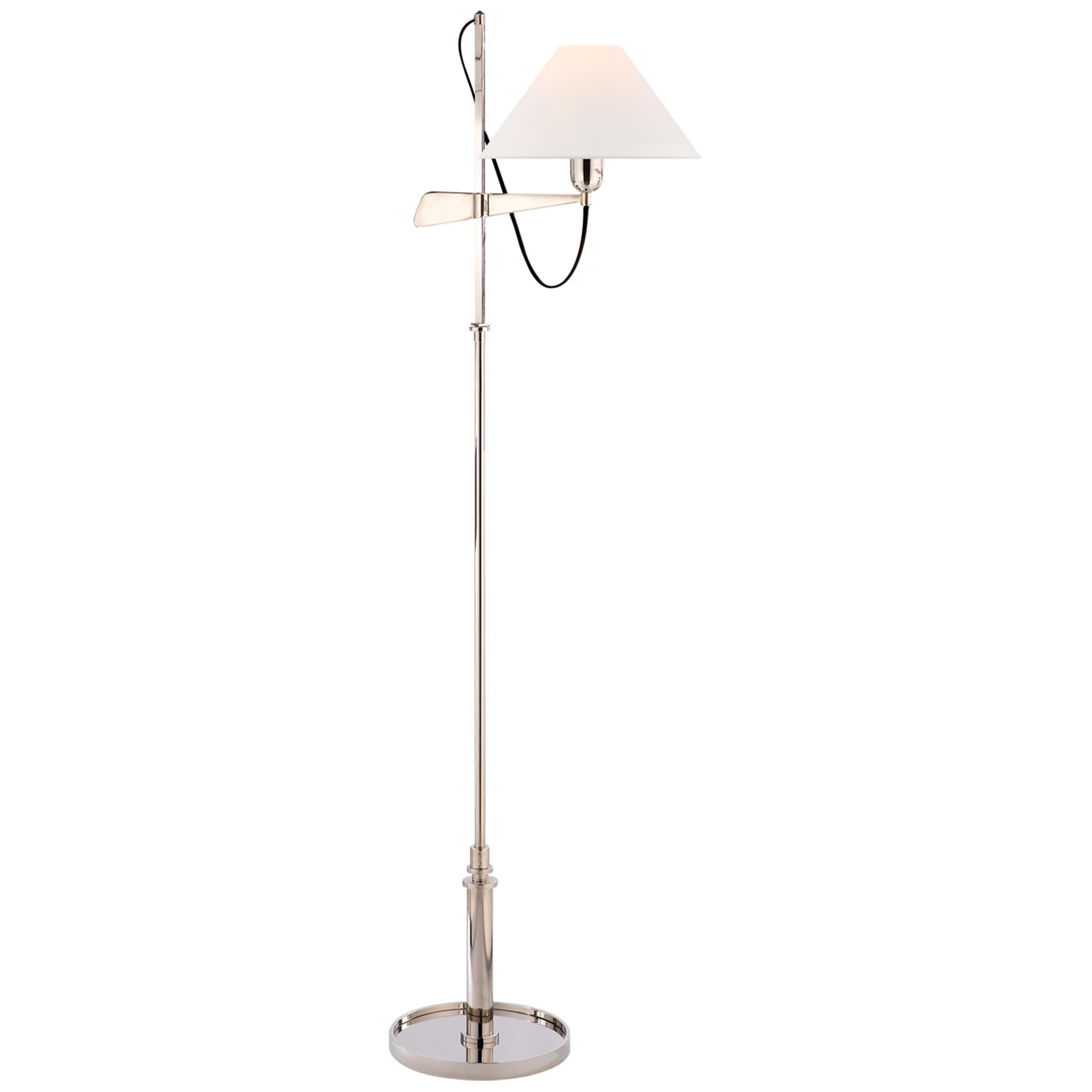 Shown in Polished Nickel finish and Linen shade