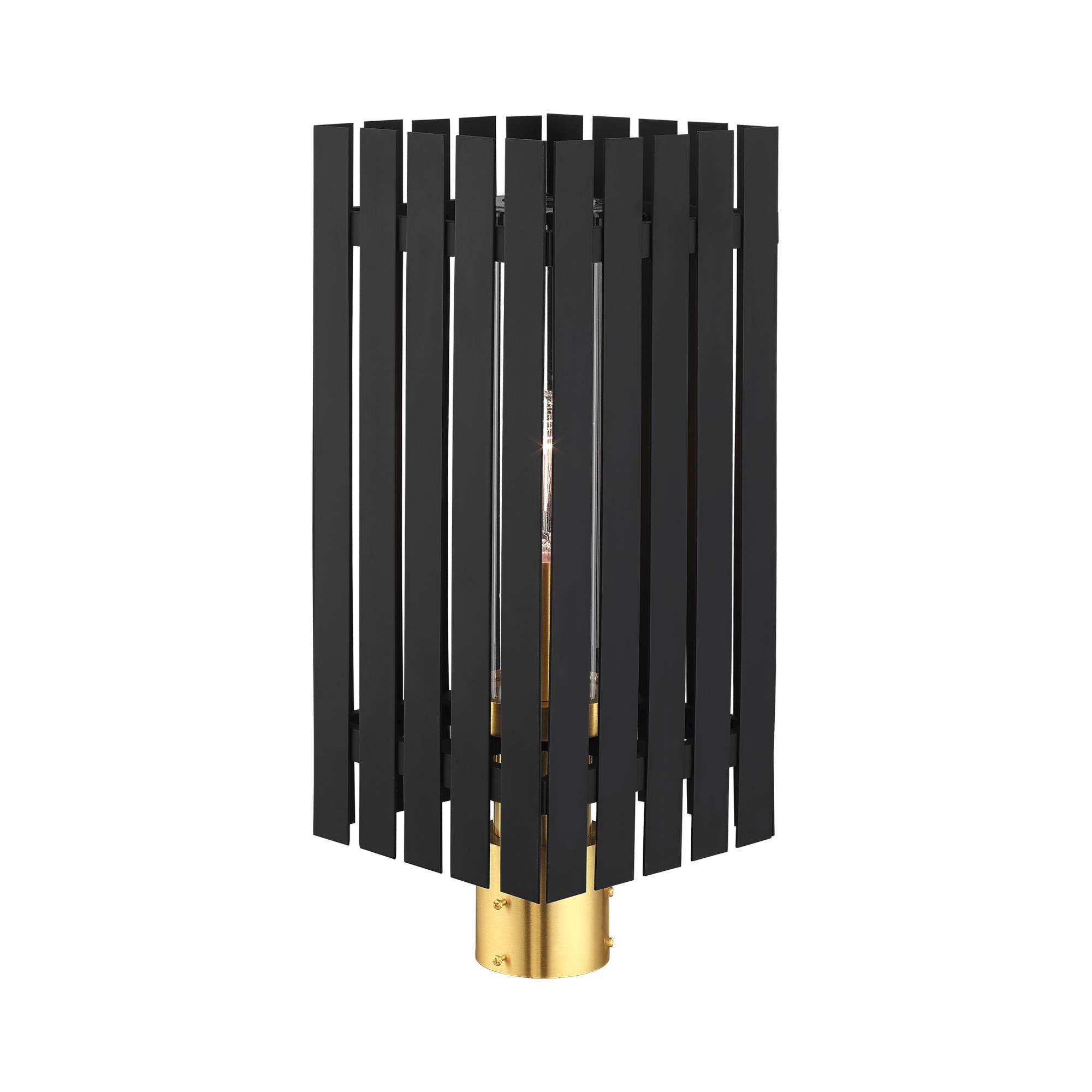 Shown in Black With Satin Brass Accents finish and Clear glass and Clear Glass shade