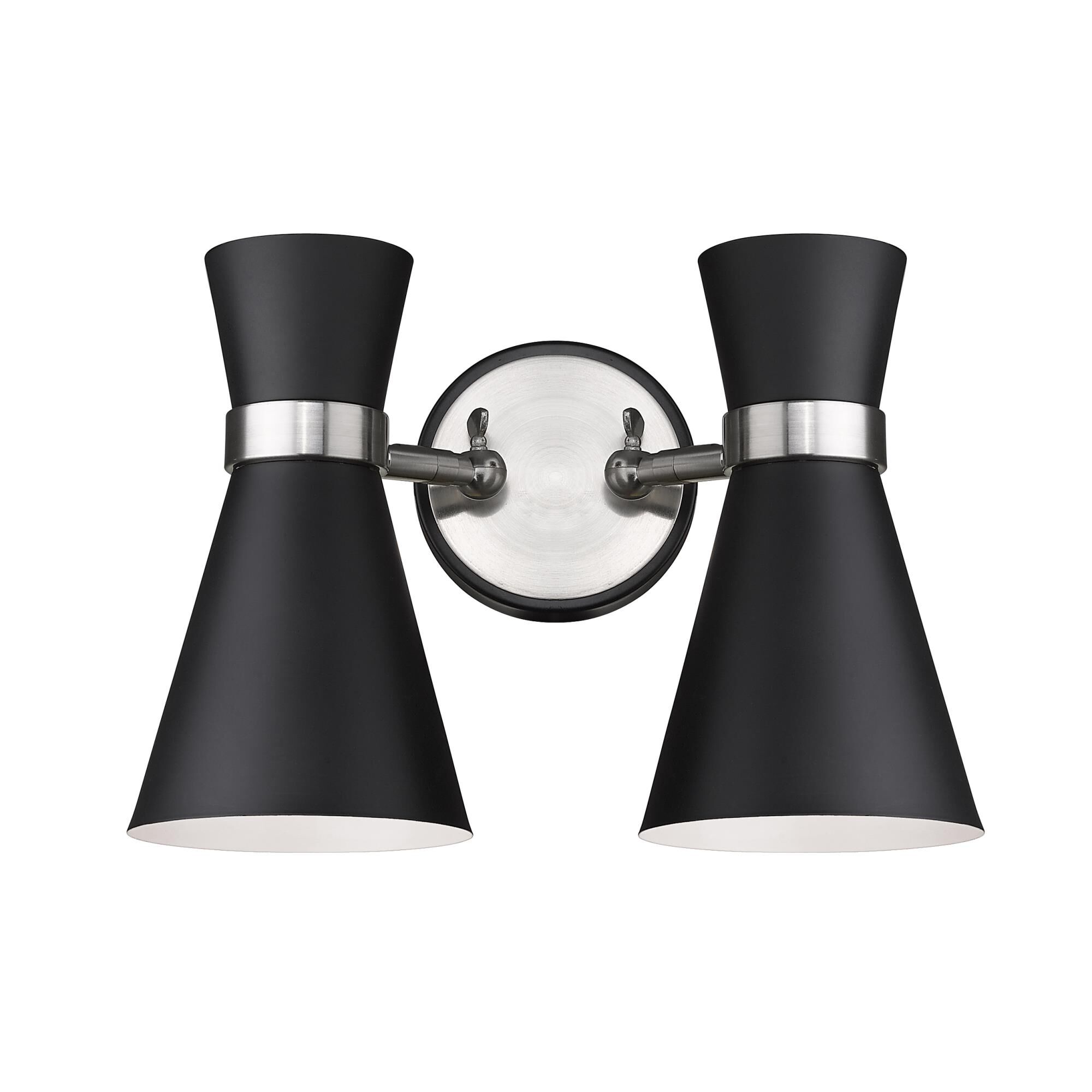 Shown in Matte Black + Brushed Nickel finish and Metal glass and Metal shade