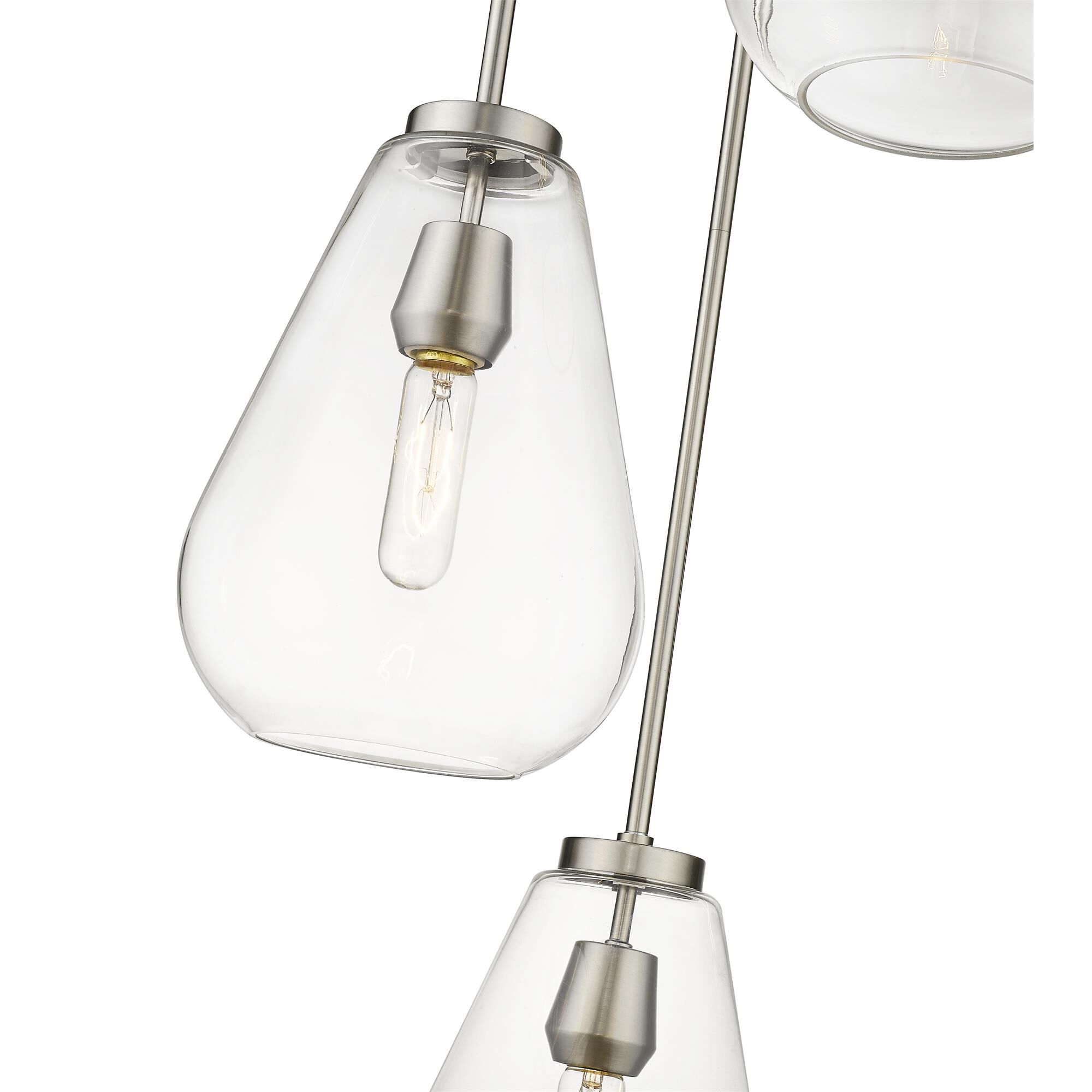 Shown in Brushed Nickel finish and Glass shade