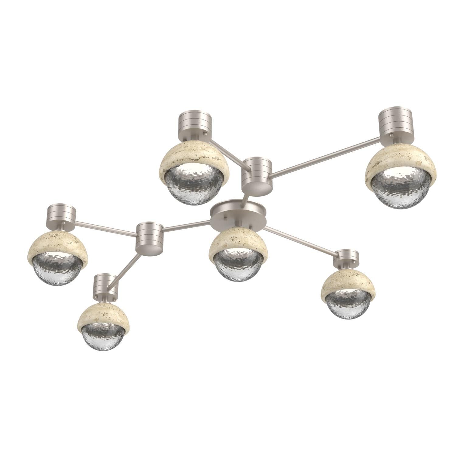 Shown in Beige Silver finish and Clear glass and Travertine Stone accent