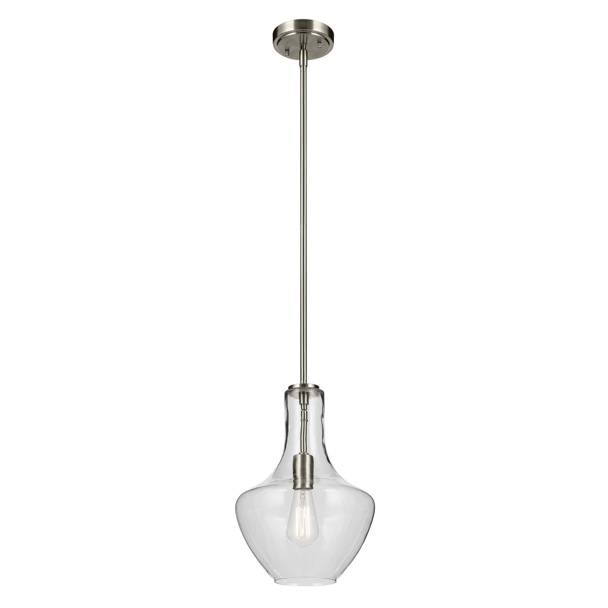 Shown in Brushed Nickel finish and Clear glass