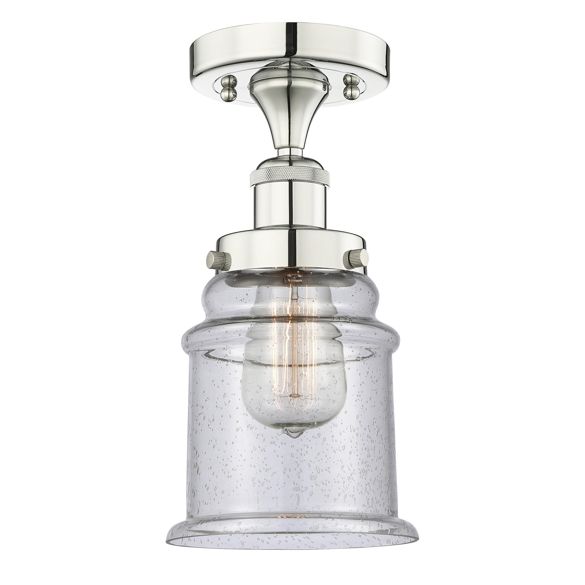 Shown in Polished Nickel finish and Seedy glass