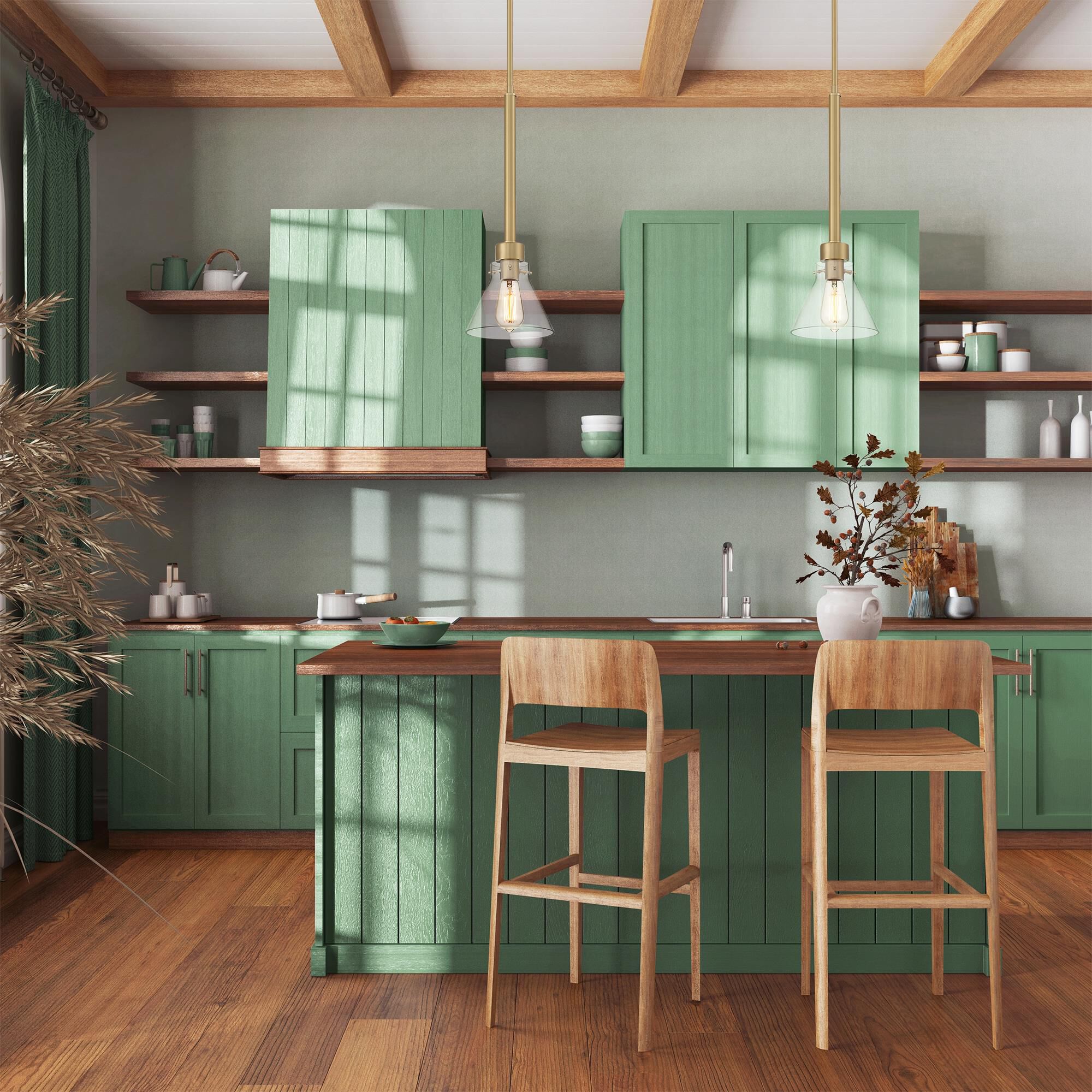 Shown in Brushed Gold finish and Clear glass