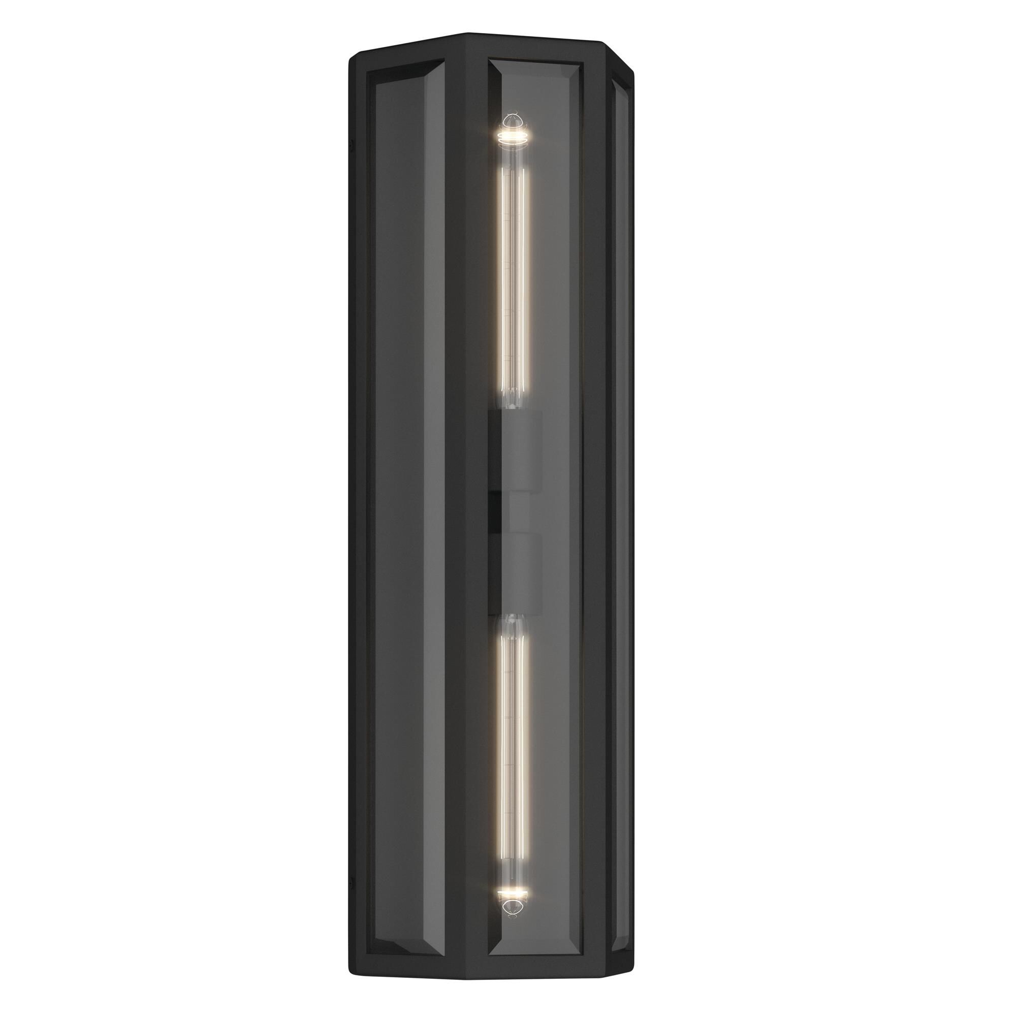 Shown in Textured Black finish and Clear Beveled glass