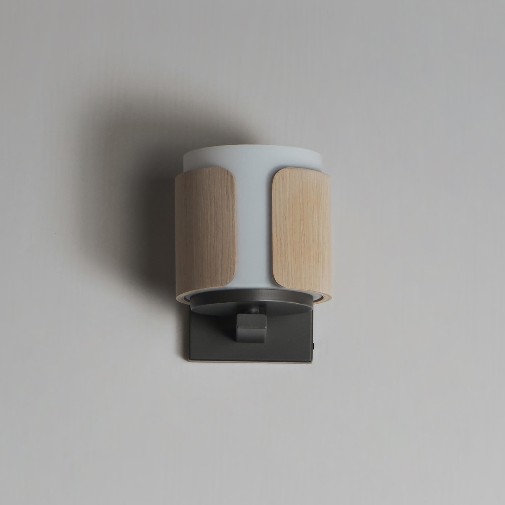 Shown in Natural Wood and Charcoal finish and Satin White glass