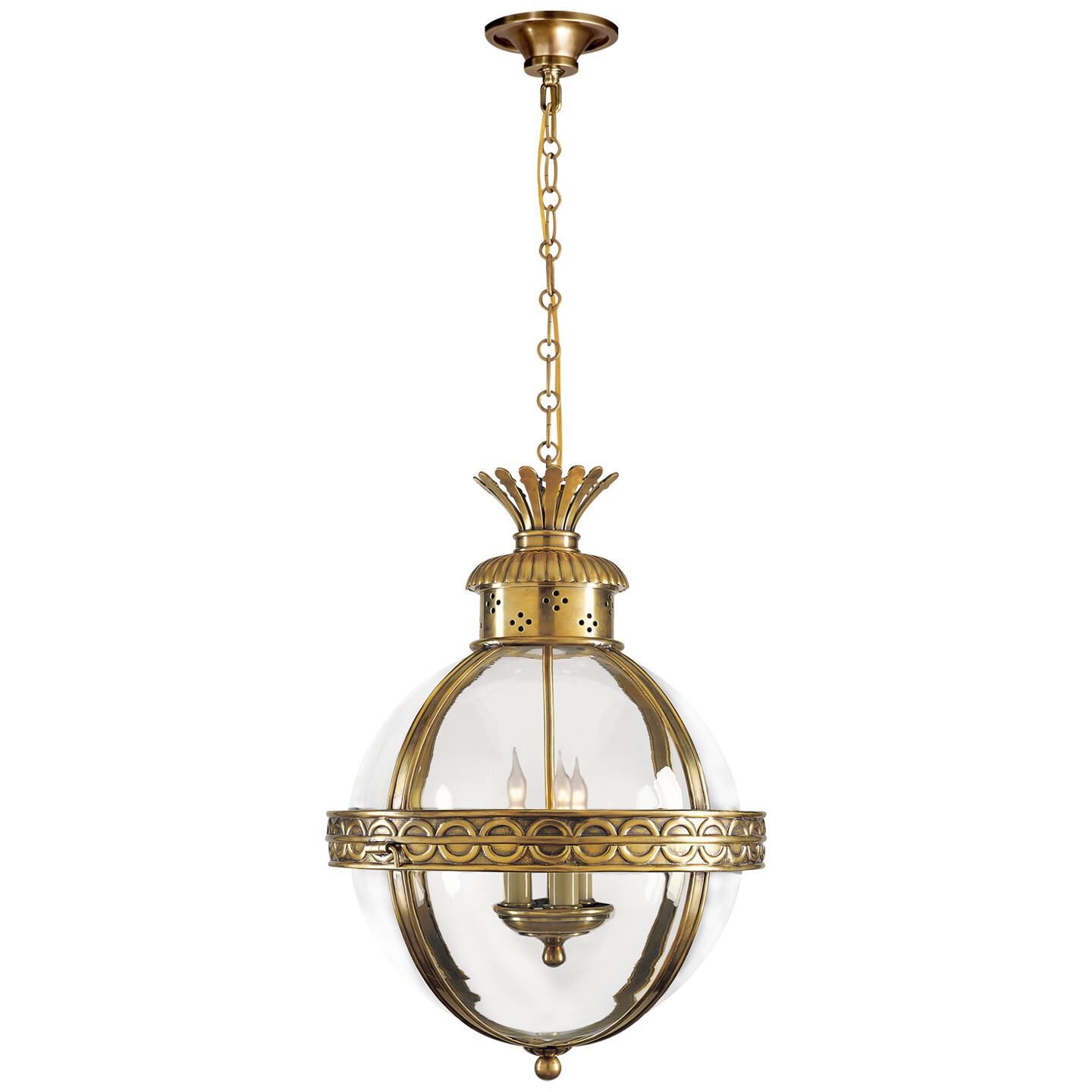 Shown in Antique-Burnished Brass finish and Clear glass