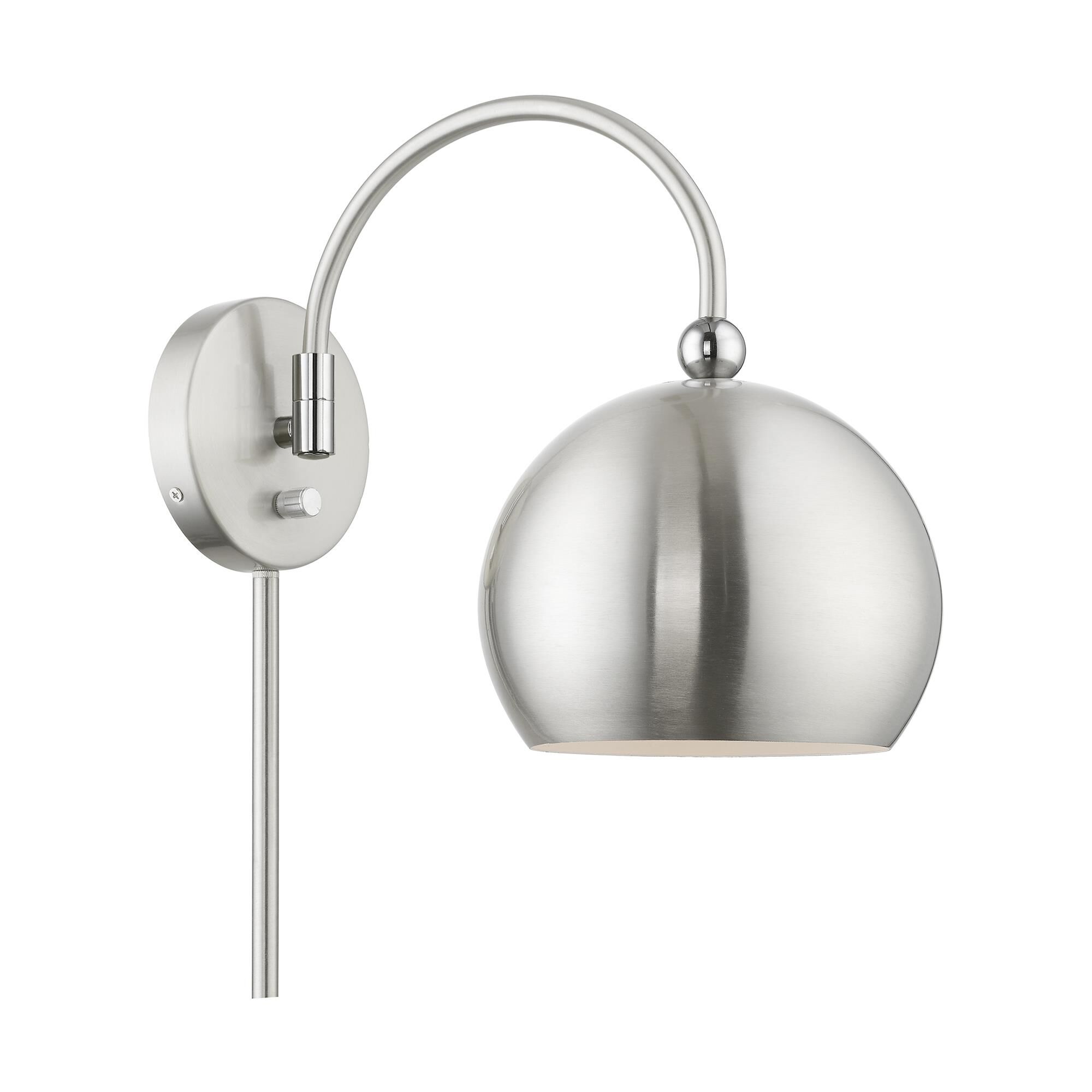 Shown in Brushed Nickel with Polished Chrome Accents finish and Brushed Nickel Steel With Shiny White Inside shade