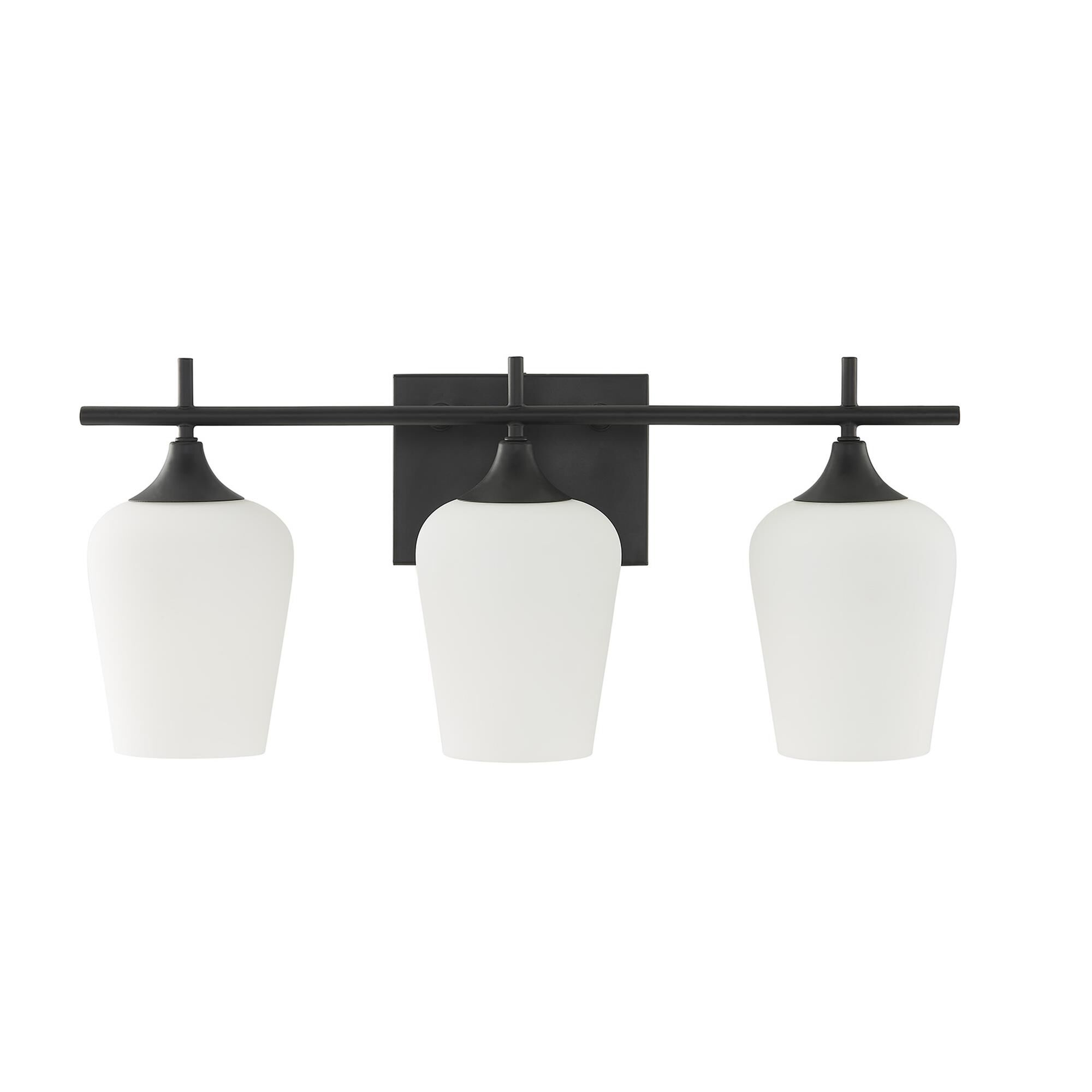 Shown in Matte Black finish and White Opal glass