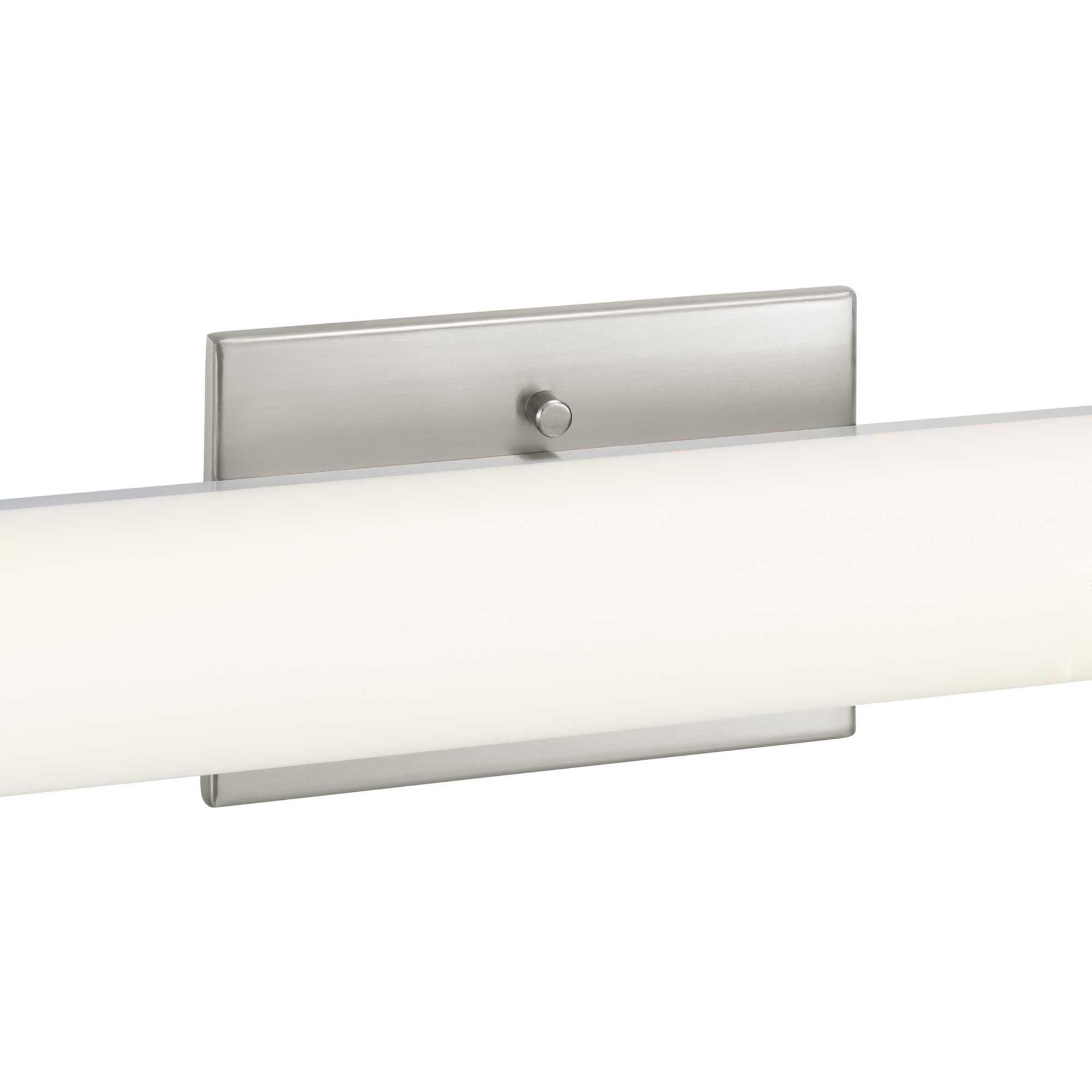 Shown in Brushed Nickel finish and White glass and Acrylic shade