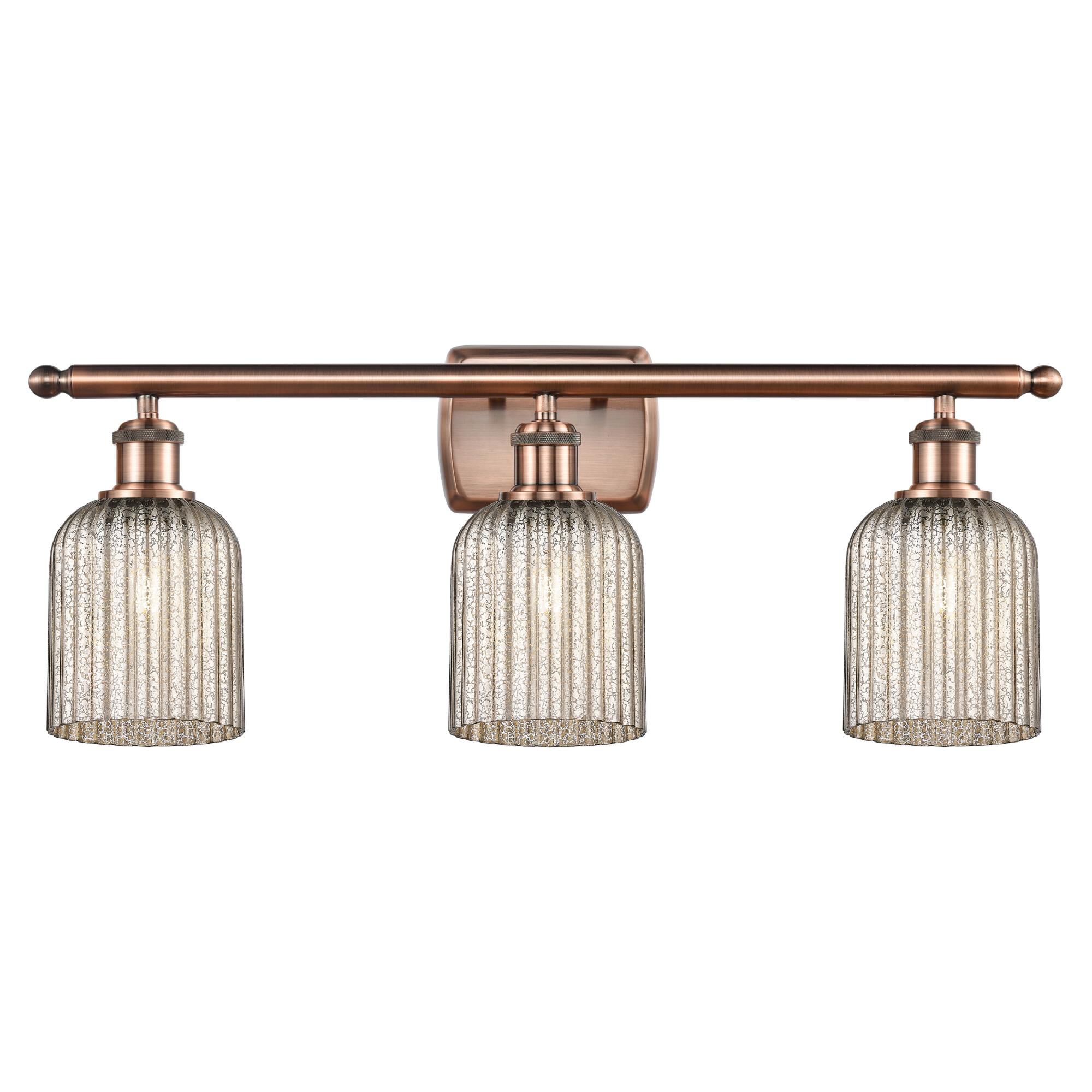 Shown in Antique Copper finish and Mercury shade