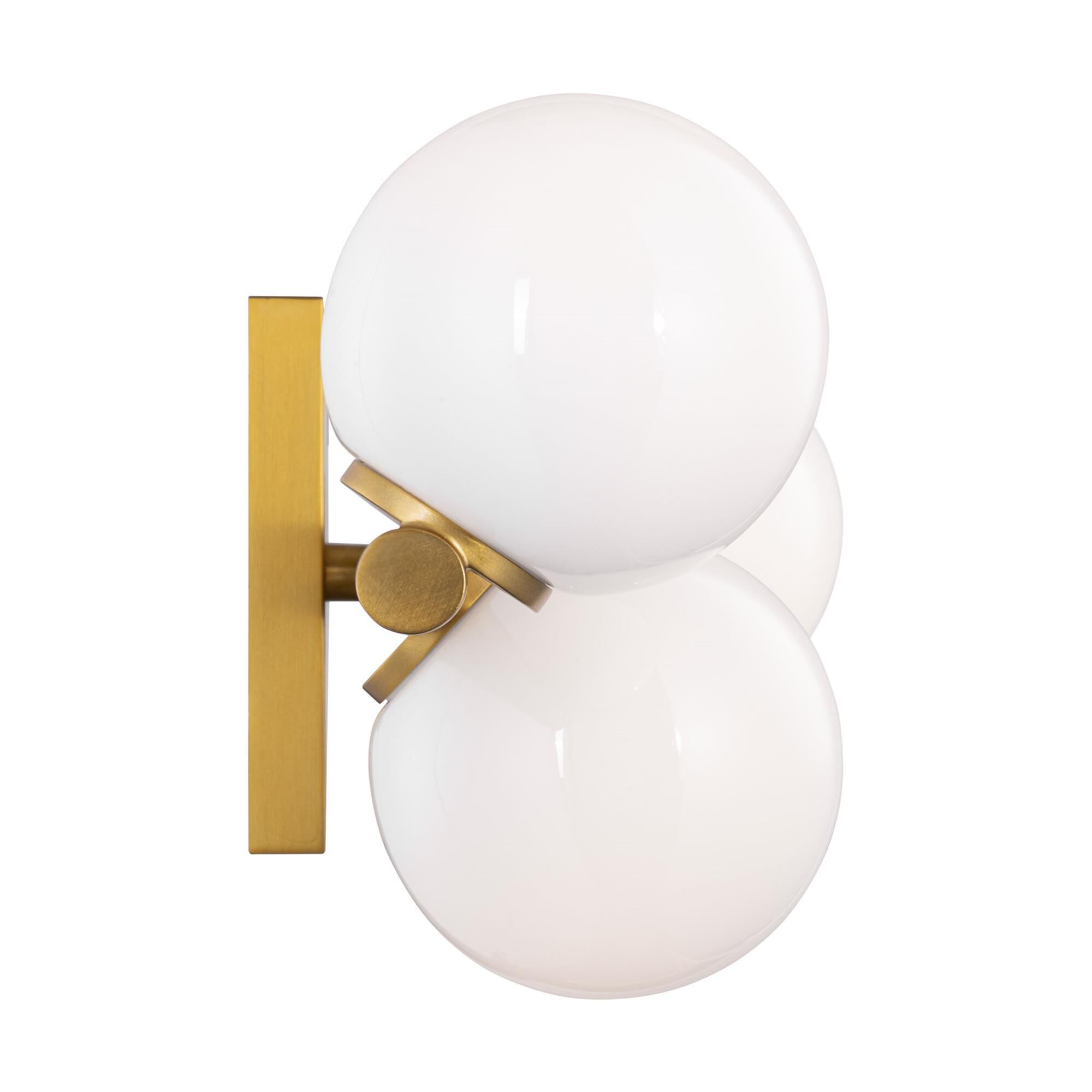 Shown in Burnished Brass finish and Milk glass