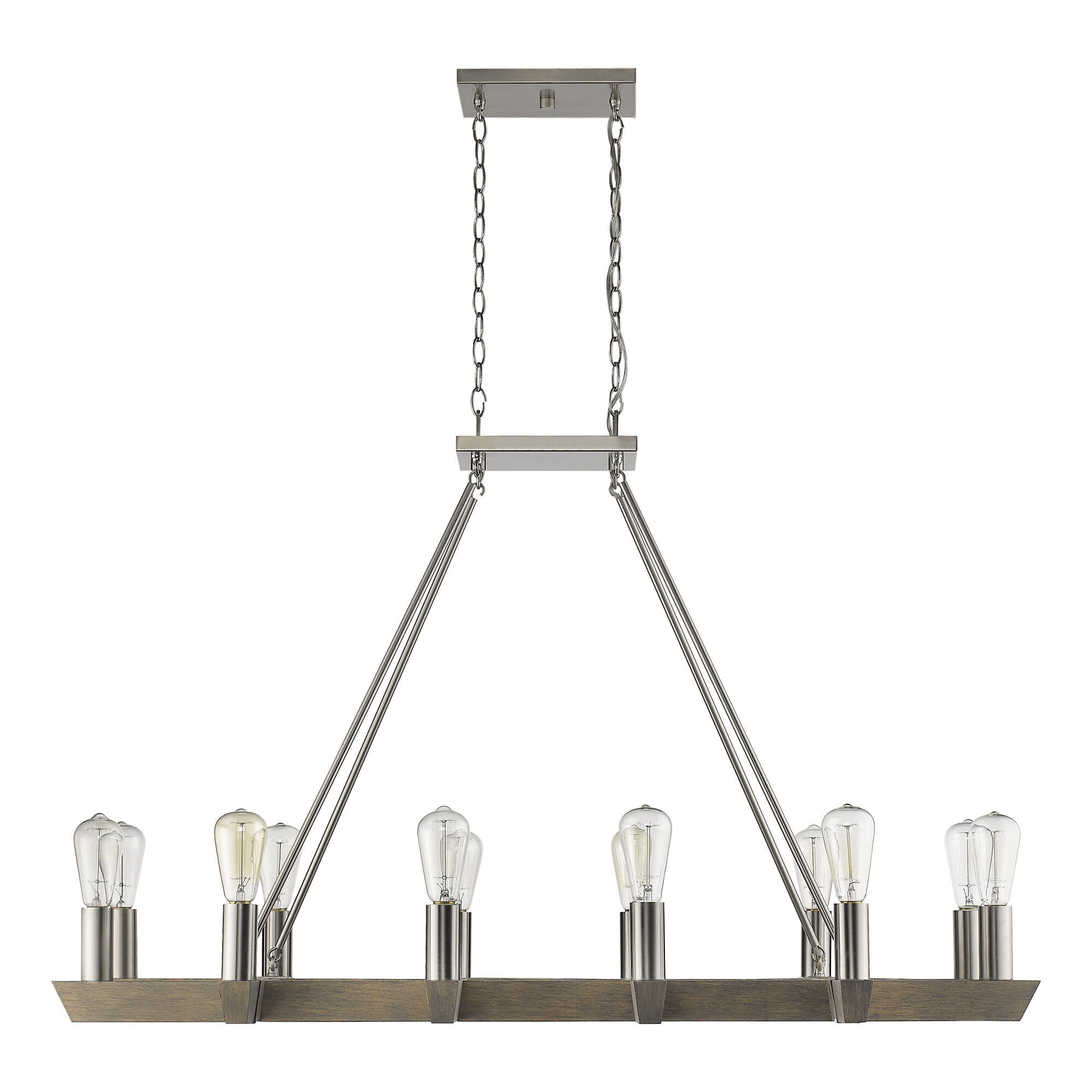 Shown in Satin Nickel finish and -- glass and -- shade