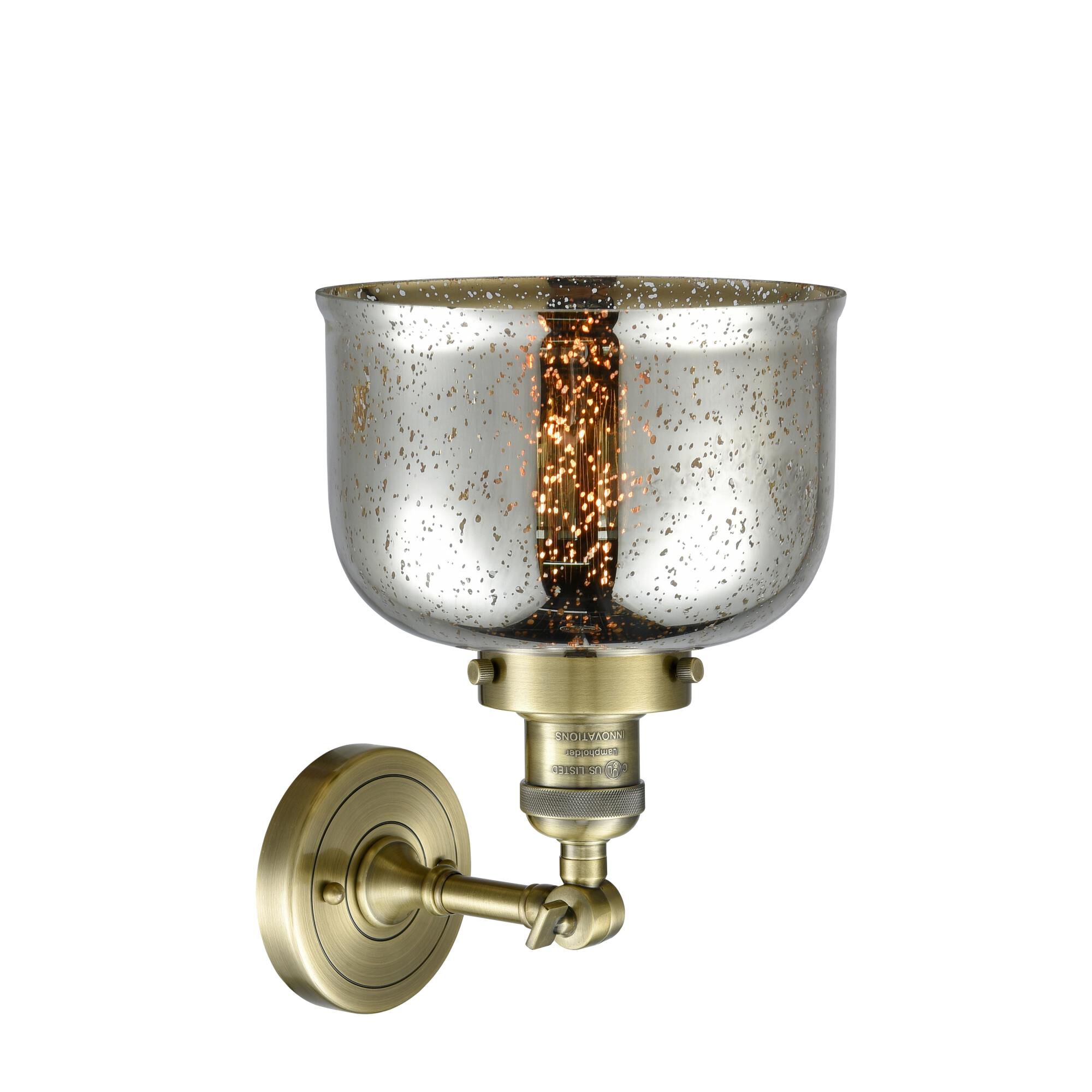 Shown in Antique Brass finish and Silver Mercury glass
