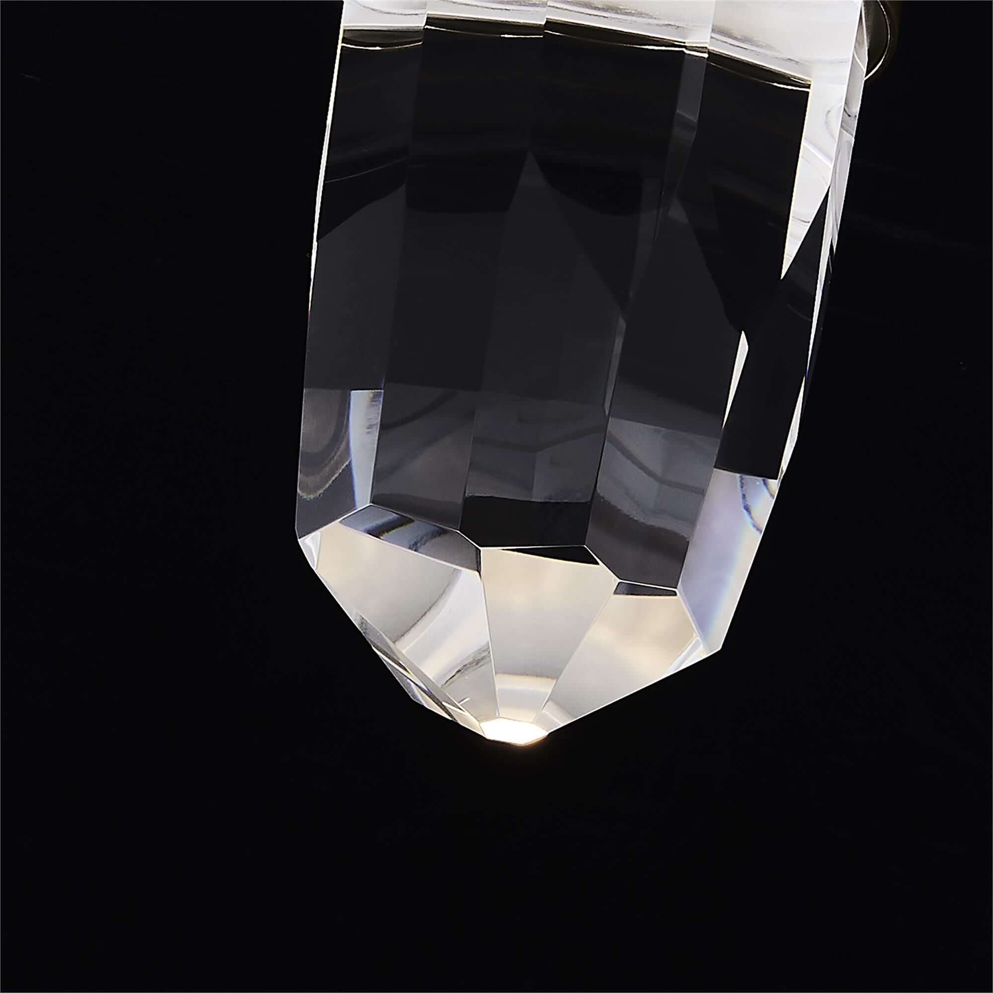 Shown in True Brass finish and Clear crystal