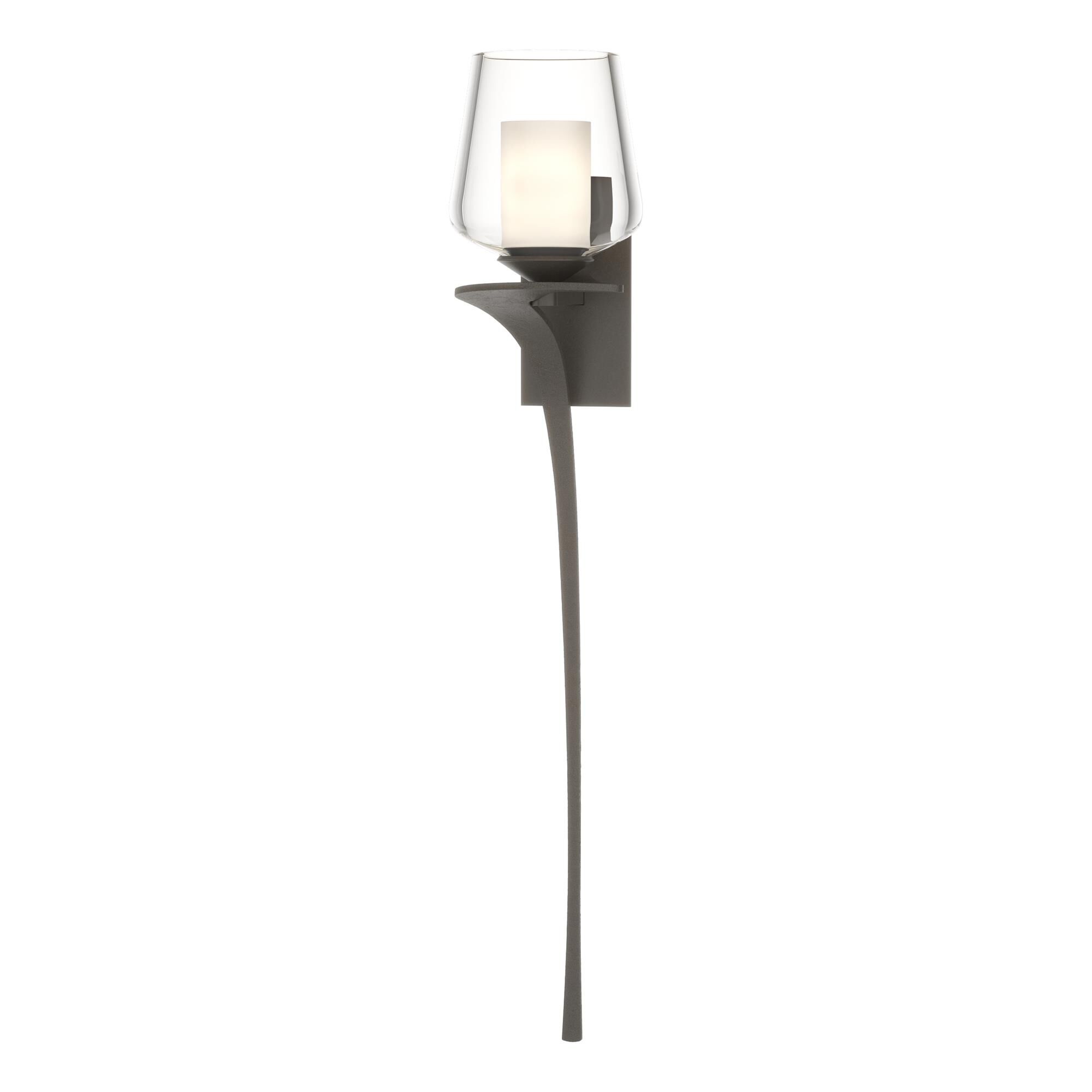 Shown in Dark Smoke finish and Opal and Clear glass and Orientation: Left accent