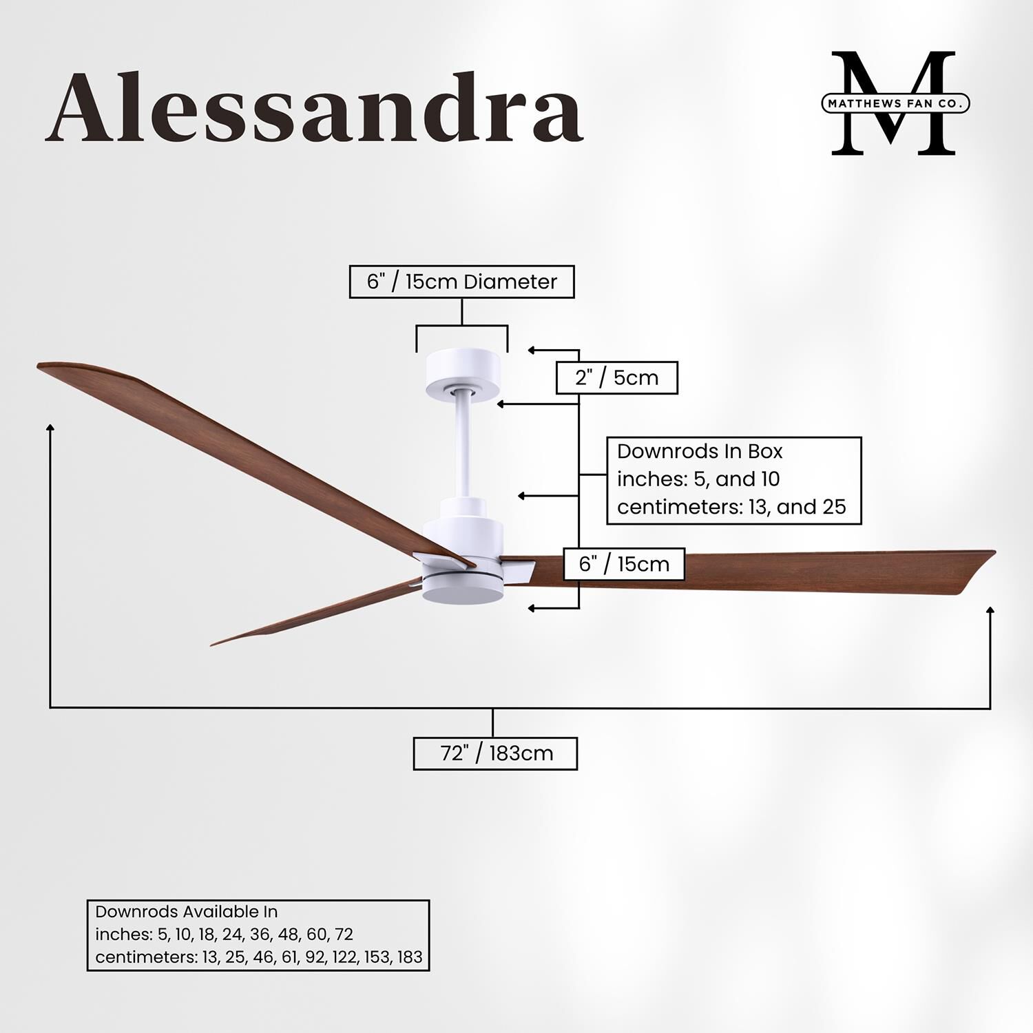 Alessandra 72 Inch Ceiling Fan by Matthews Fan Company