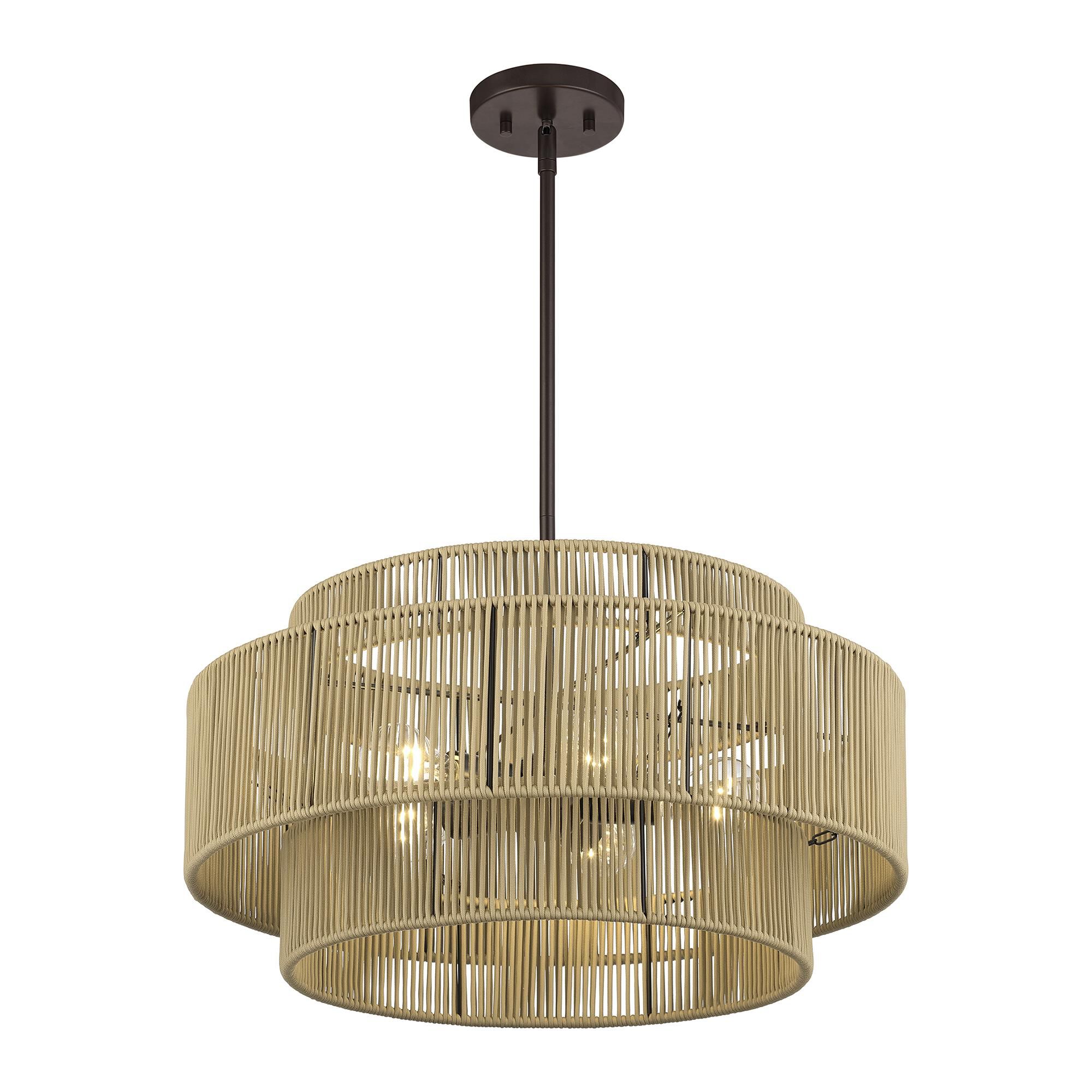 Shown in English Bronze finish and Hand-Woven Venetian Gold Color Polyester Rope shade