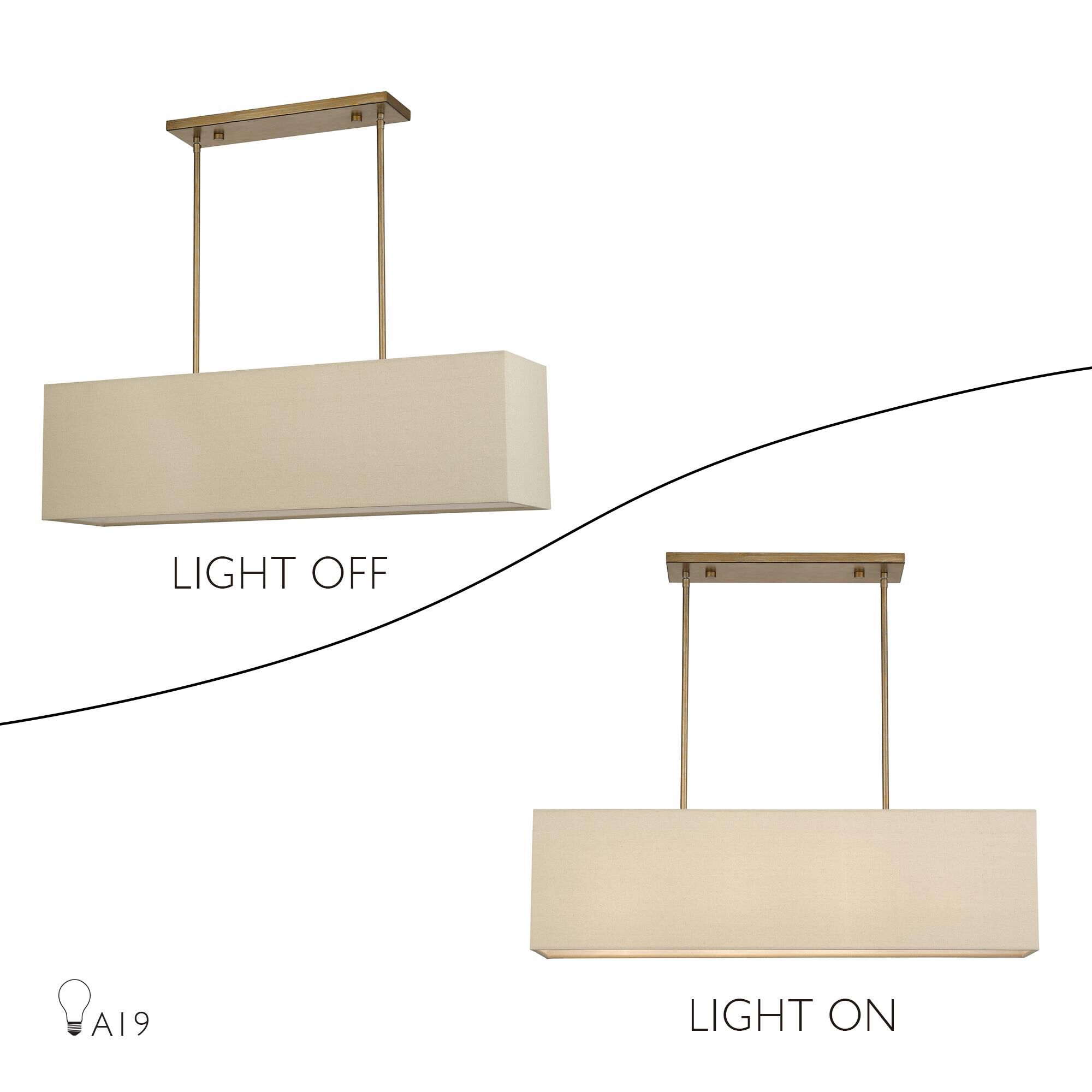 Shown in Antique Gold Leaf finish and Hand Crafted Parchment Color Hardback Fabric with White Color Inside shade