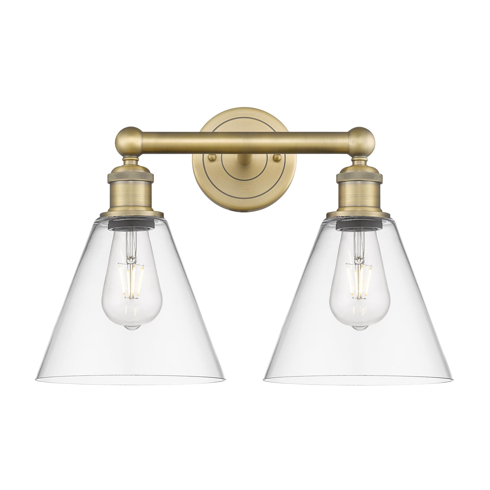 Shown in Brushed Brass finish and Clear glass