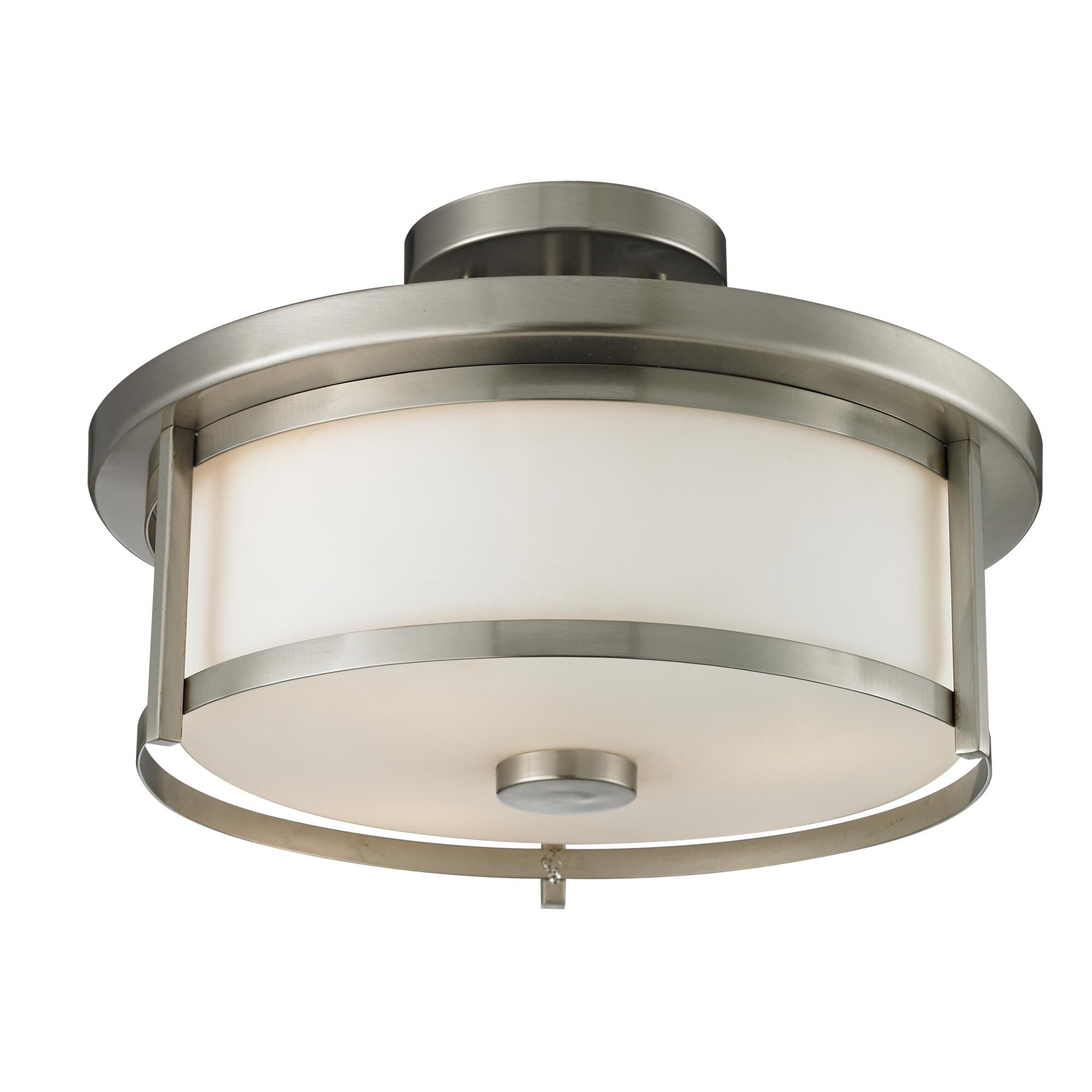 Shown in Brushed Nickel finish and Glass shade