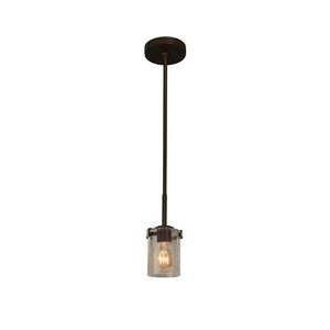 Shown in Dark Bronze finish and Artisan glass and Seeded shade and Cylinder with Flat Rim accent