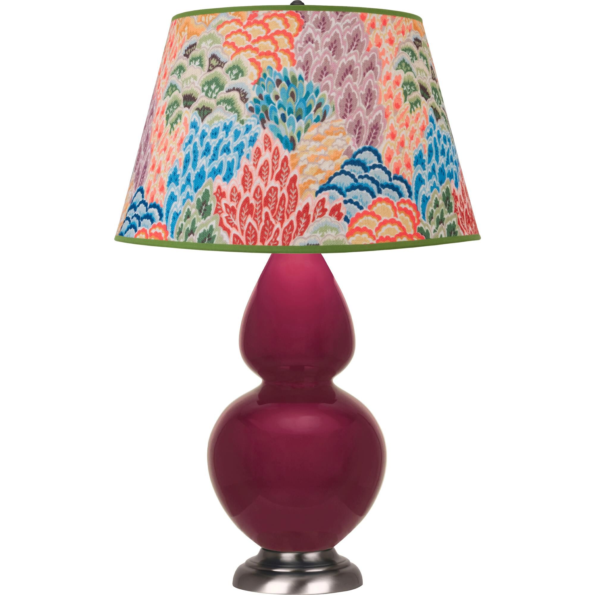 Shown in Sugar Plum Glazed finish and Spring Floral shade and Antique Silver accent