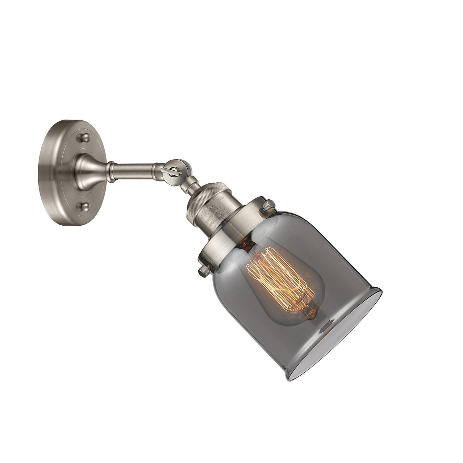 Shown in Brushed Satin Nickel finish and Plated Smoked glass and None accent