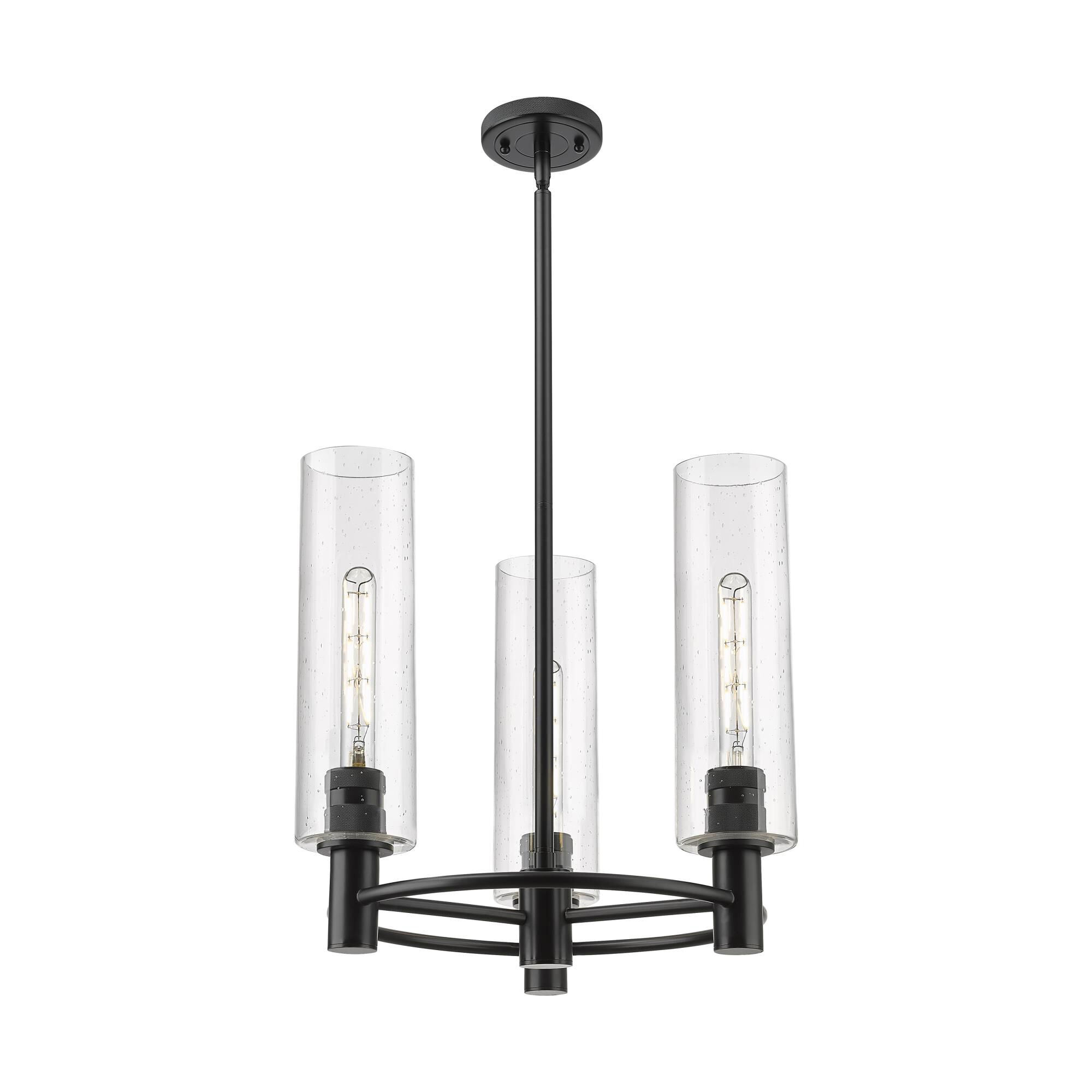 Shown in Matte Black finish and Seedy glass