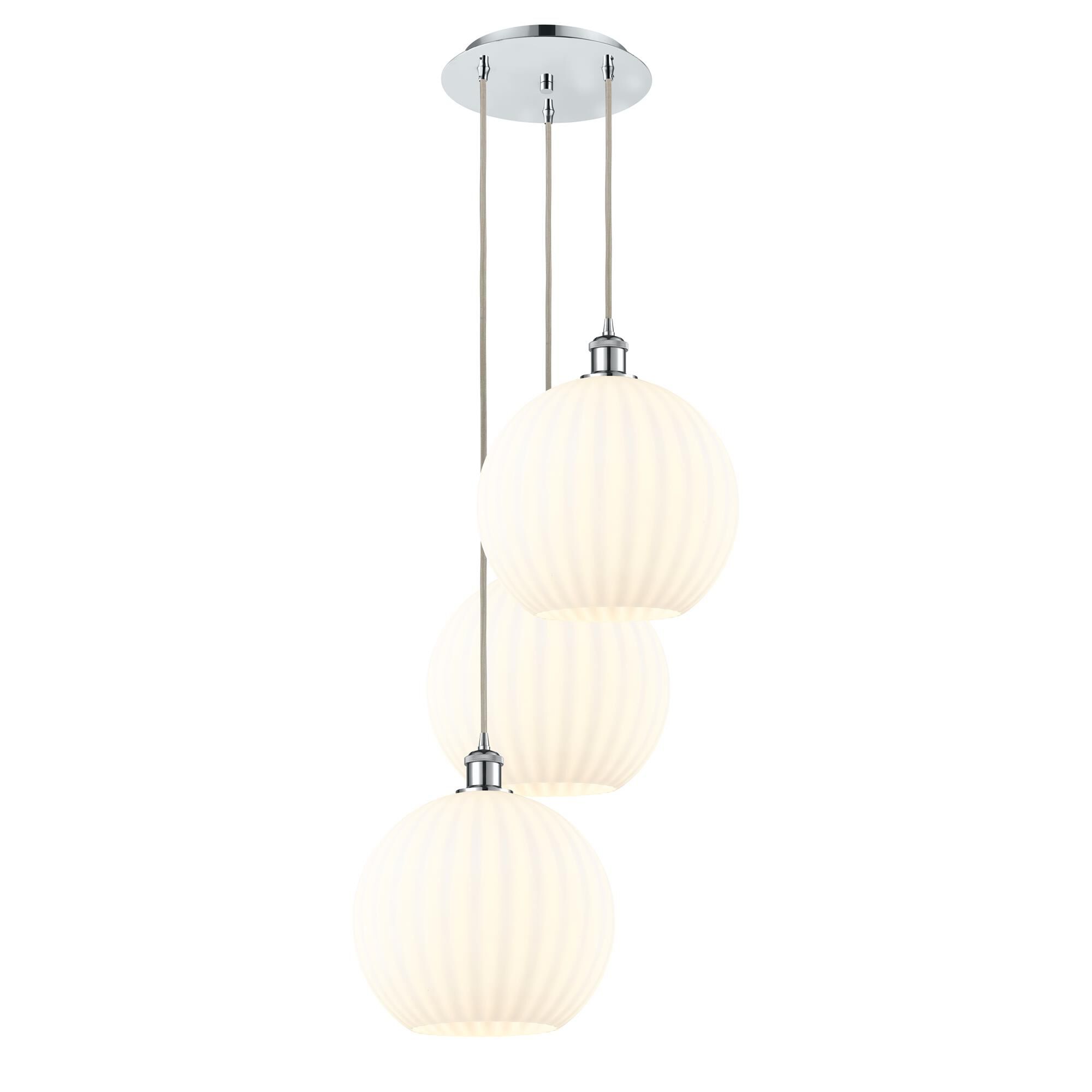 Shown in Polished Chrome finish and White Venetian glass