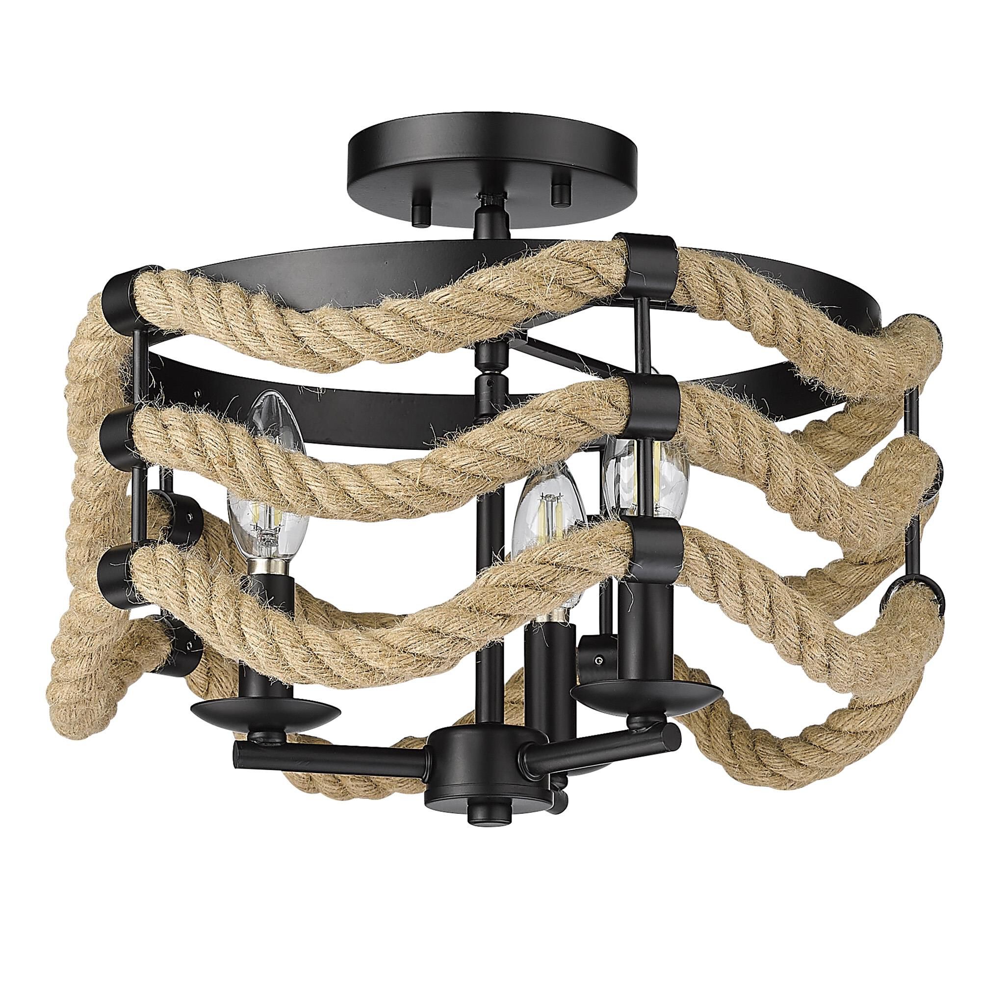 Marissa 14 Inch 3 Light Semi Flush Mount by Golden Lighting