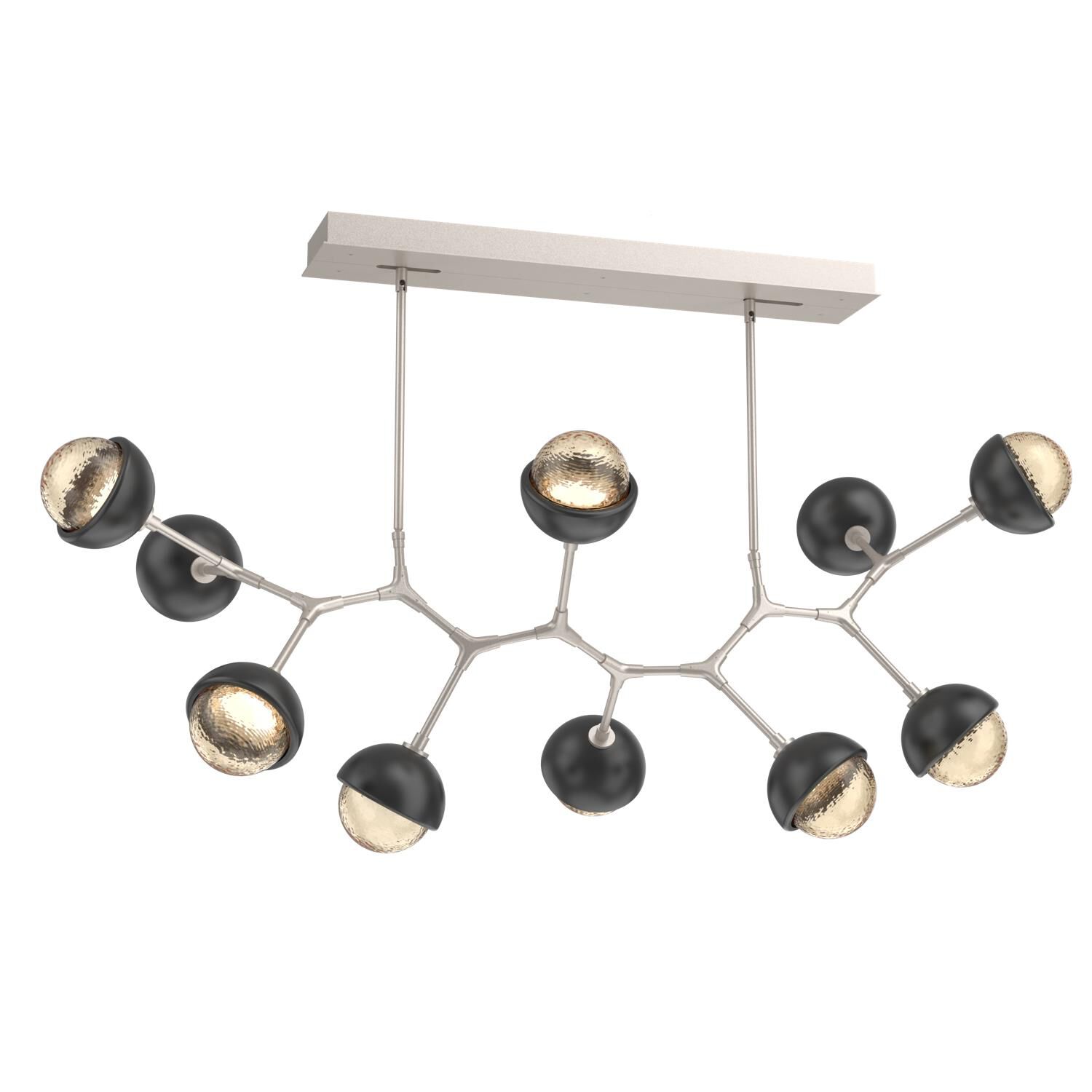 Shown in Beige Silver finish and Amber glass and Matte Black accent