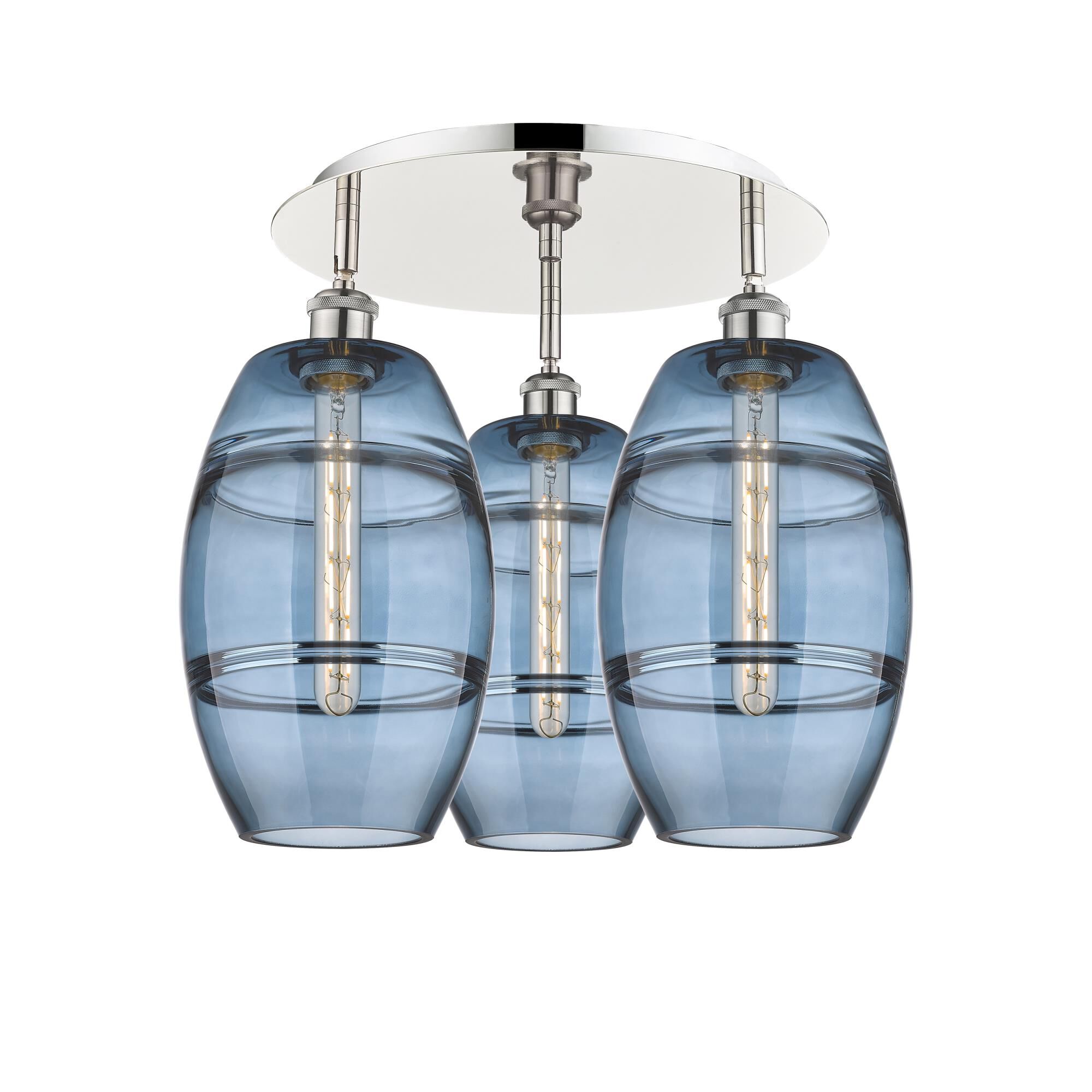 Shown in Polished Nickel finish and Princess Blue glass