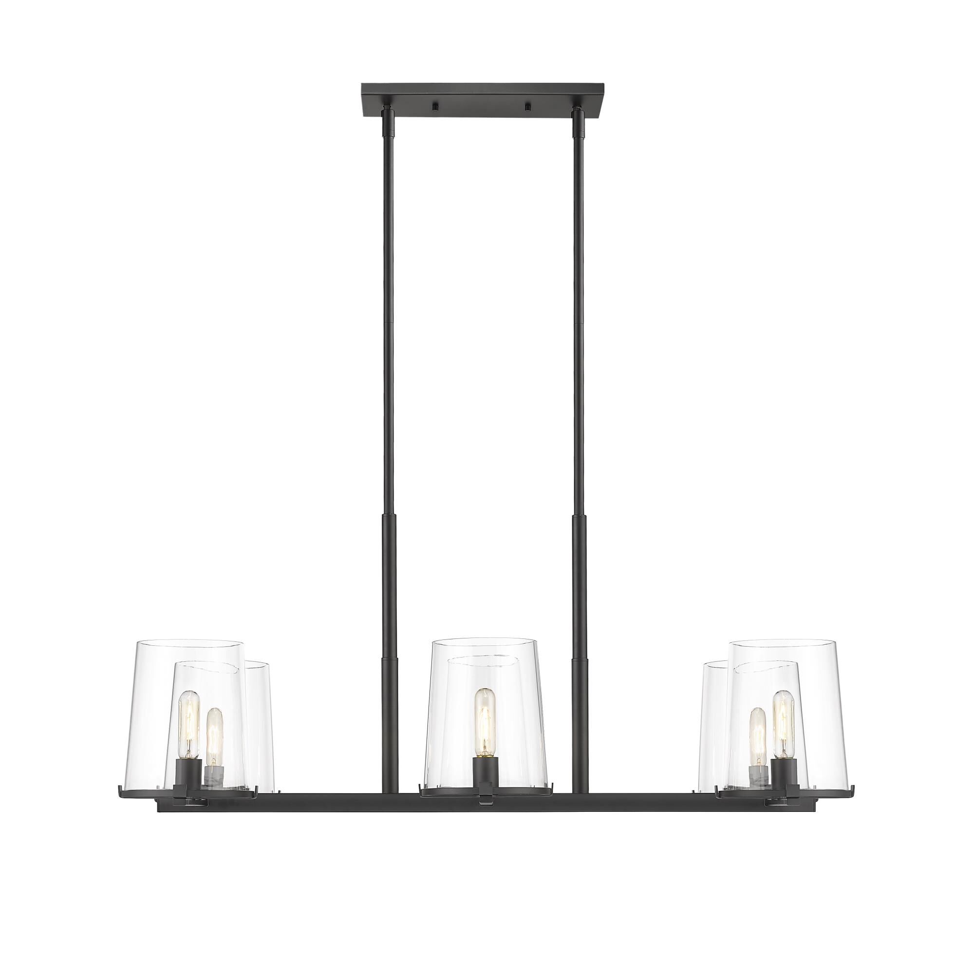 Shown in Matte Black finish and Glass shade