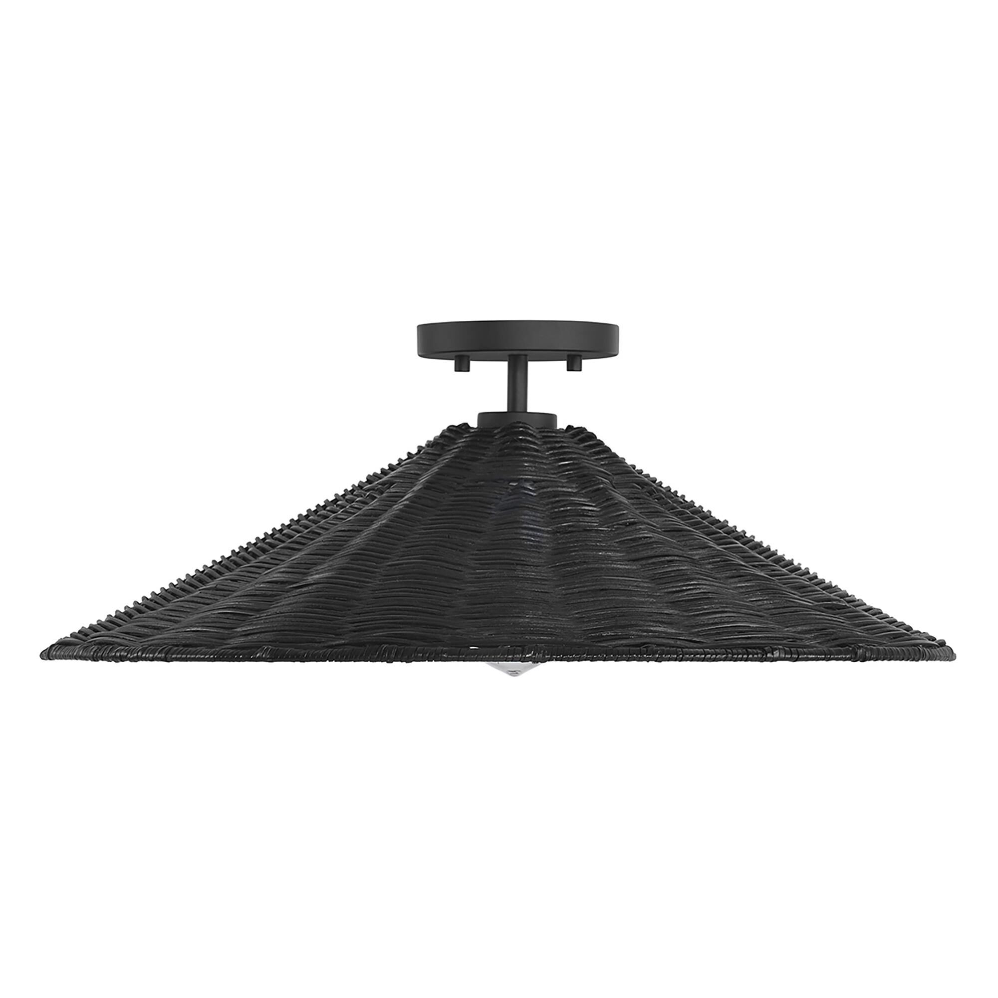 Shown in Matte Black finish and Natural Rattan shade