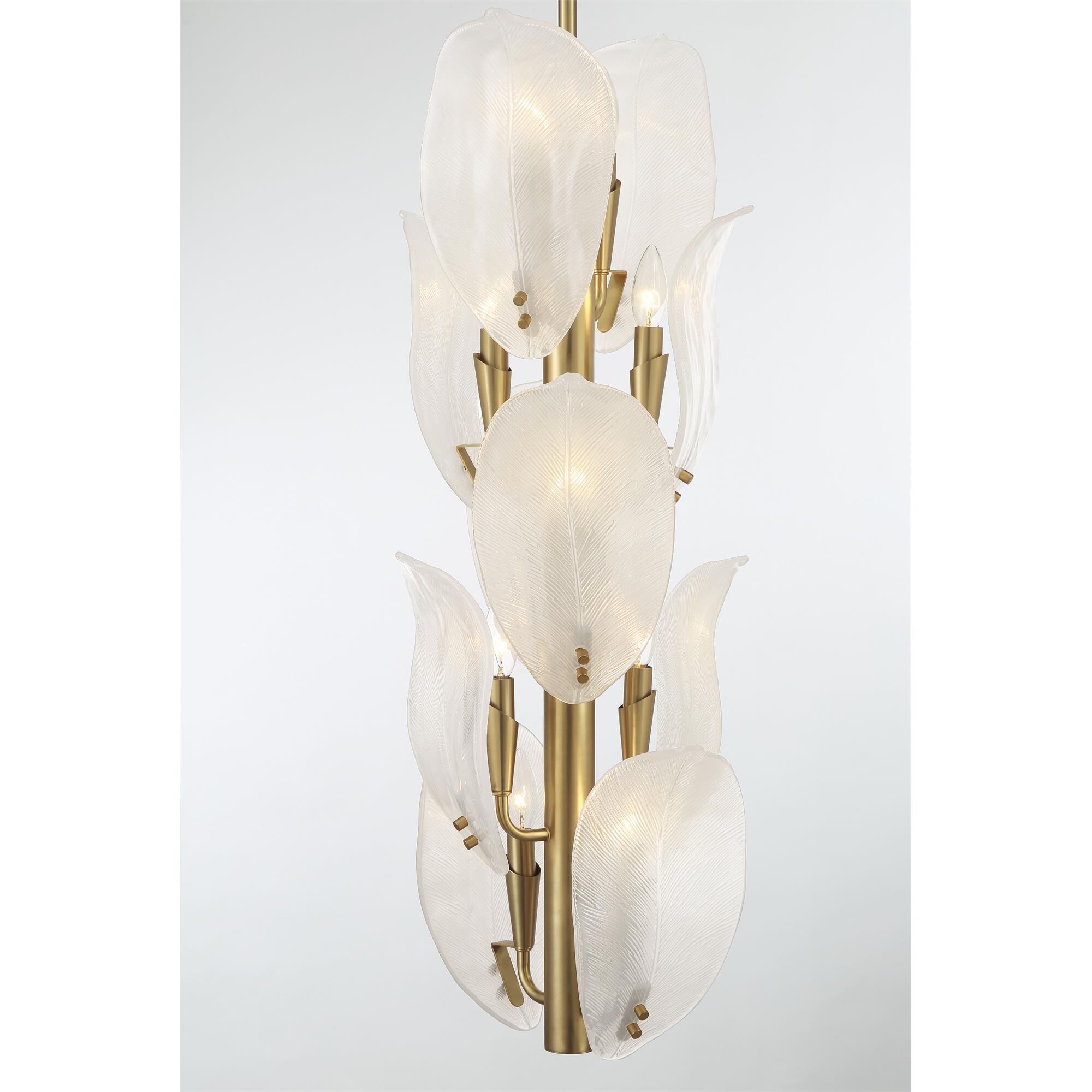 Shown in Legacy Brass finish and White Handmade glass