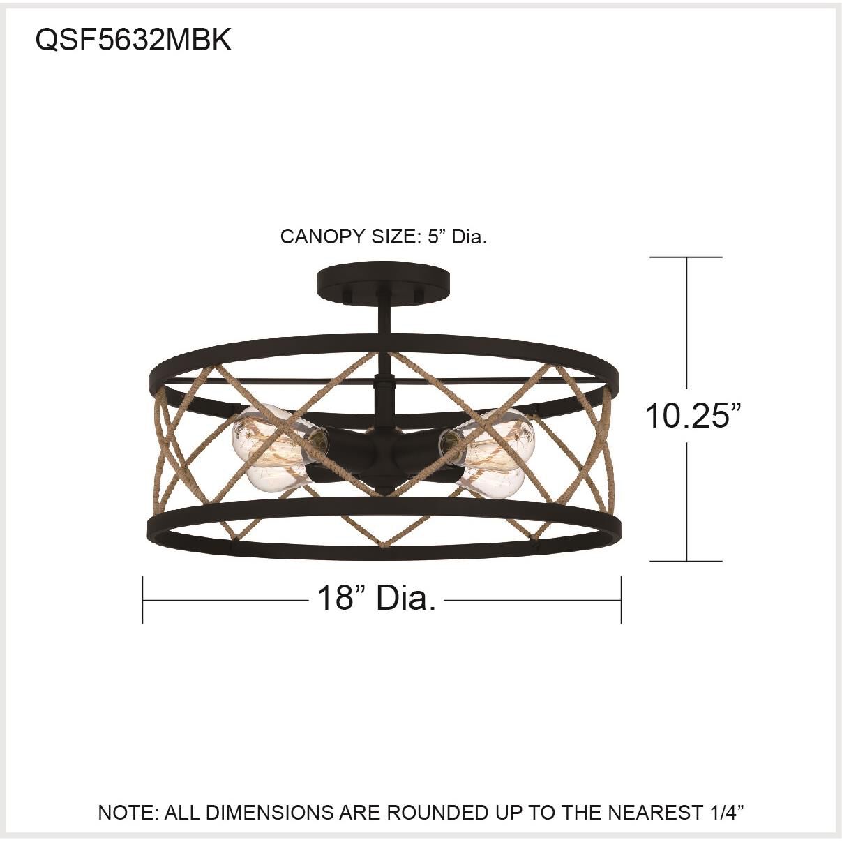 Cedar Park 18 Inch 4 Light Semi Flush Mount by Quoizel