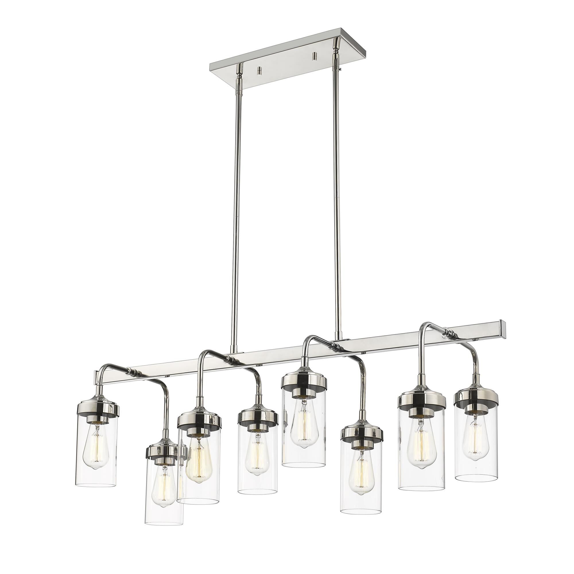 Shown in Polished Nickel finish and Glass shade