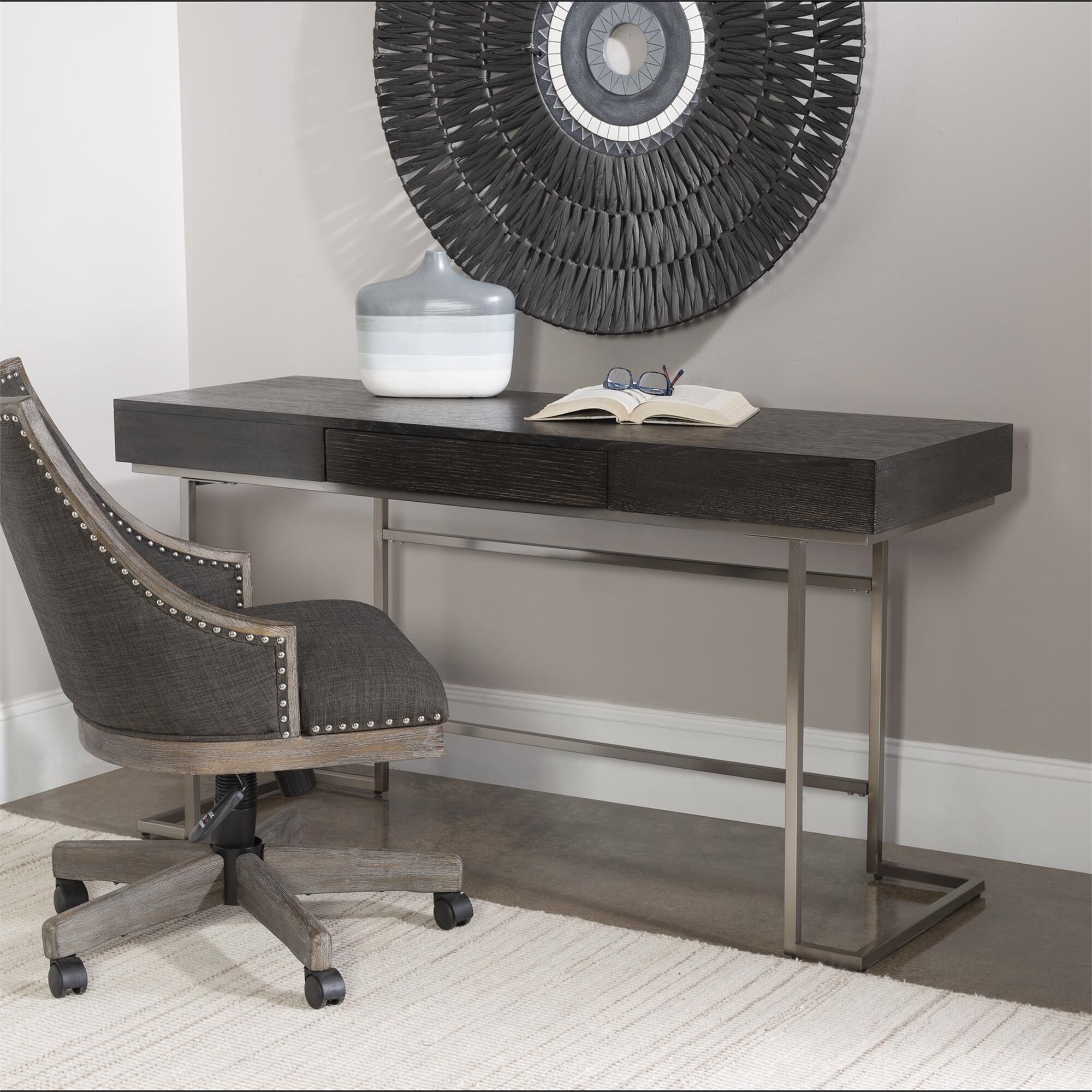 Shown in Outfit Your Office With This Clean-Lined Contemporary Desk, Featuring An Oak Veneer Top Finished In  finish