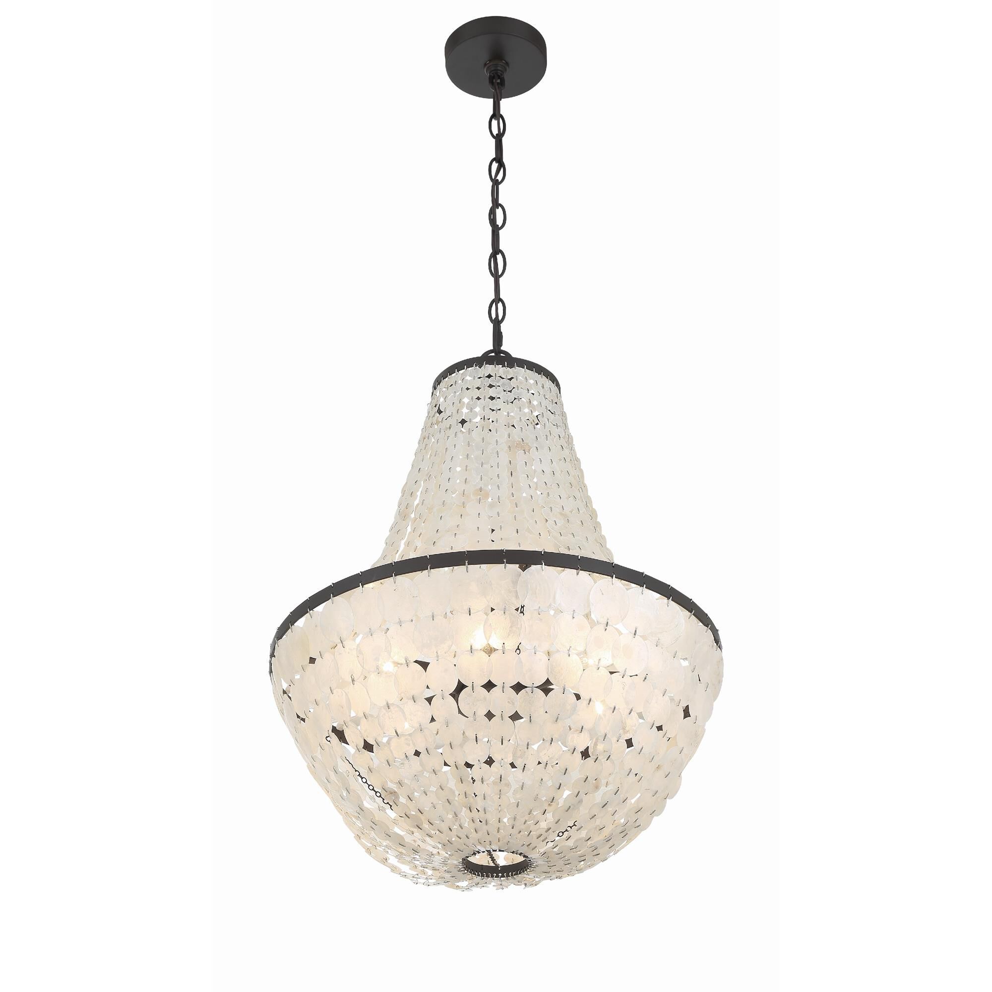 Shown in Dark Bronze finish and Capiz Shell crystal
