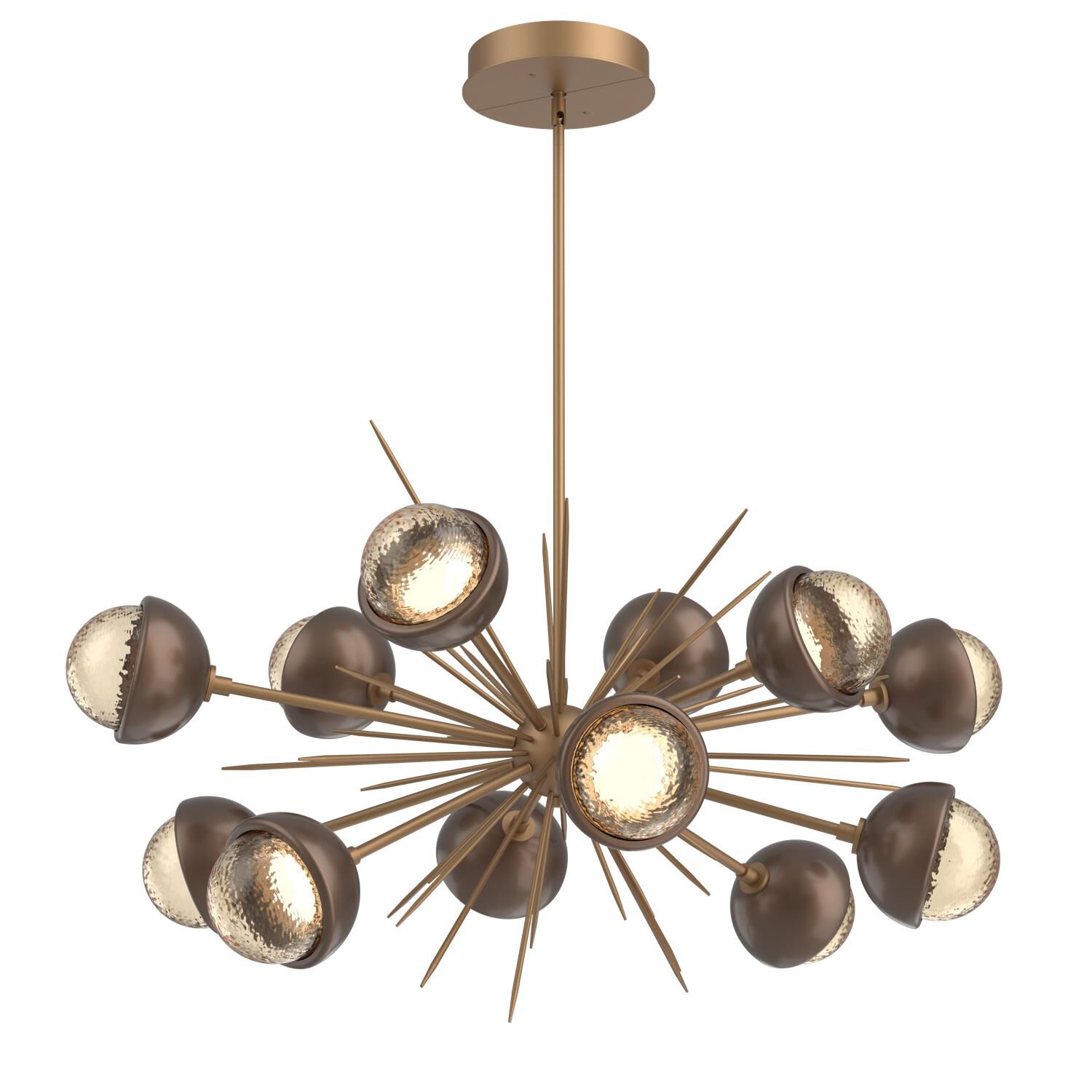 Shown in Novel Brass finish and Amber glass and Burnished Bronze accent