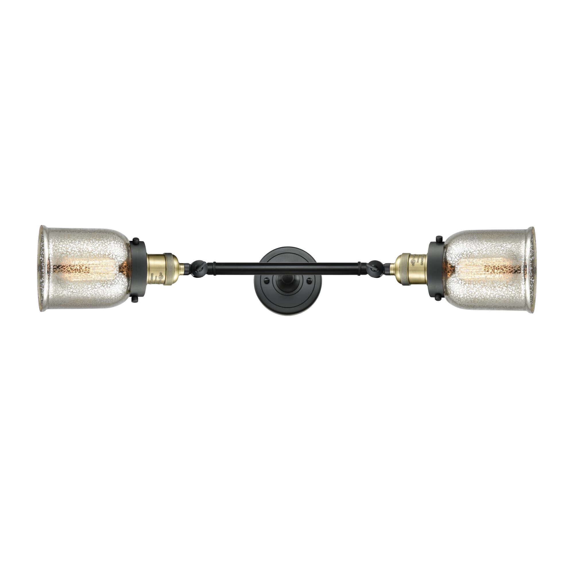 Shown in Black Antique Brass finish and Silver Mercury glass