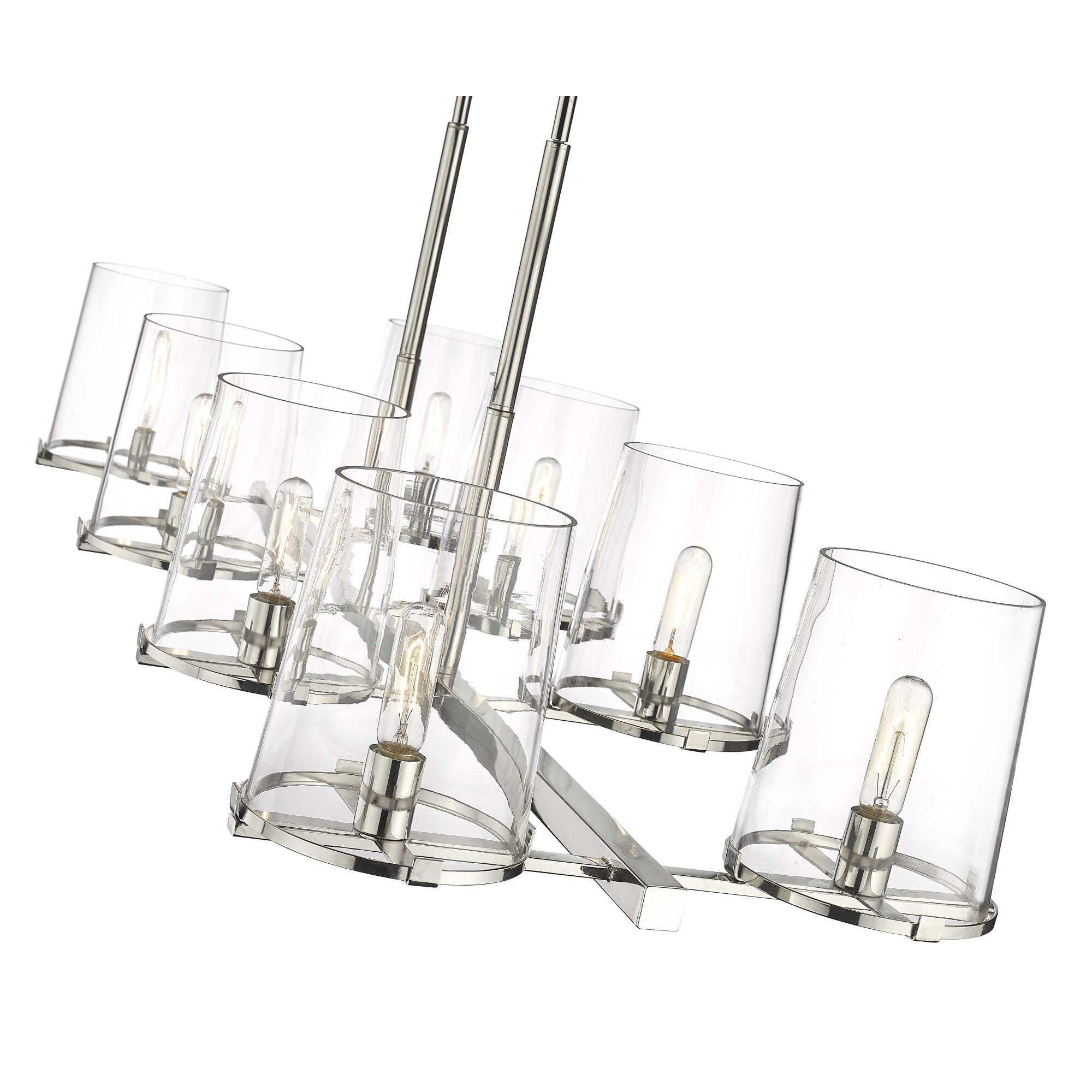 Shown in Polished Nickel finish and Glass shade