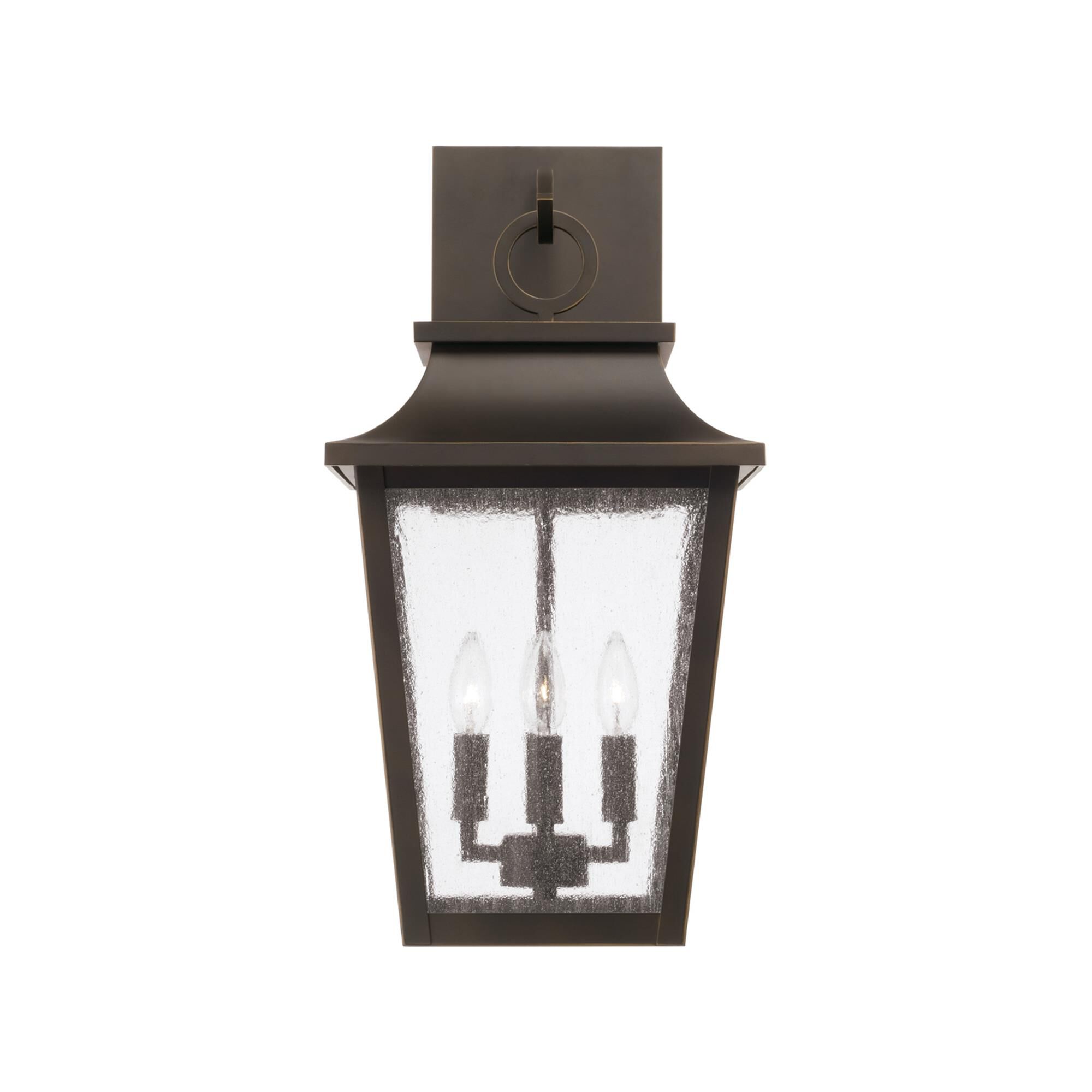 Shown in Oiled Bronze finish and Antiqued glass