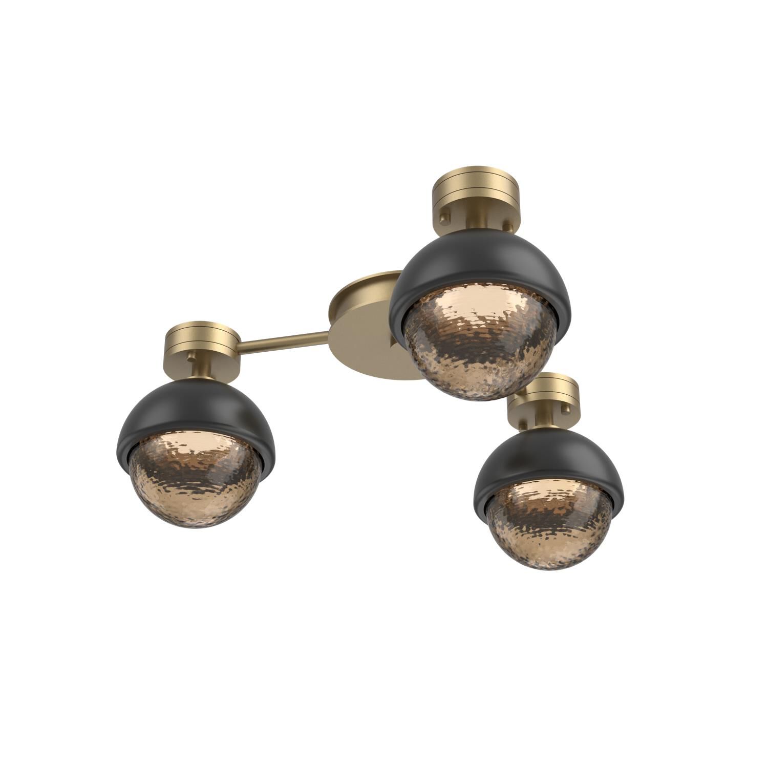 Shown in Gilded Brass finish and Bronze glass and Matte Black accent