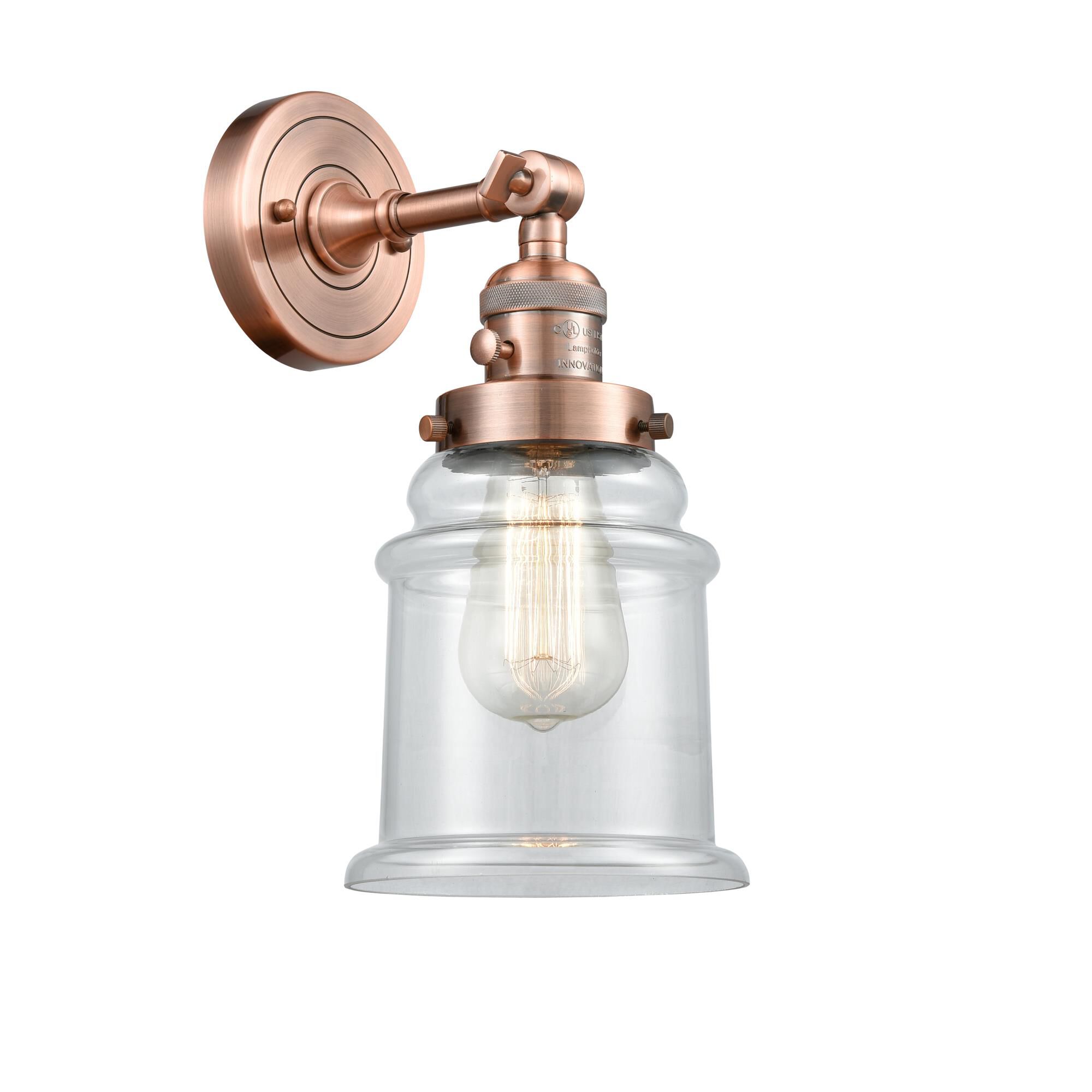 Shown in Antique Copper finish and Clear glass